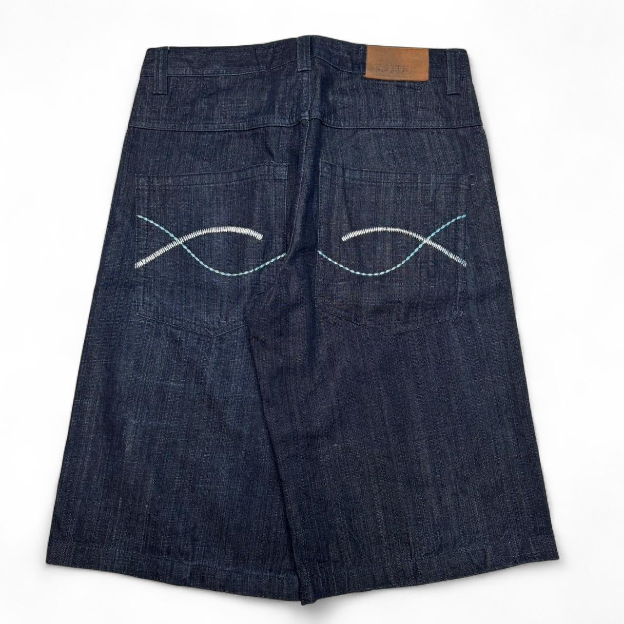 2000s BSMX Baggy Embroidered Jean Shorts (34)