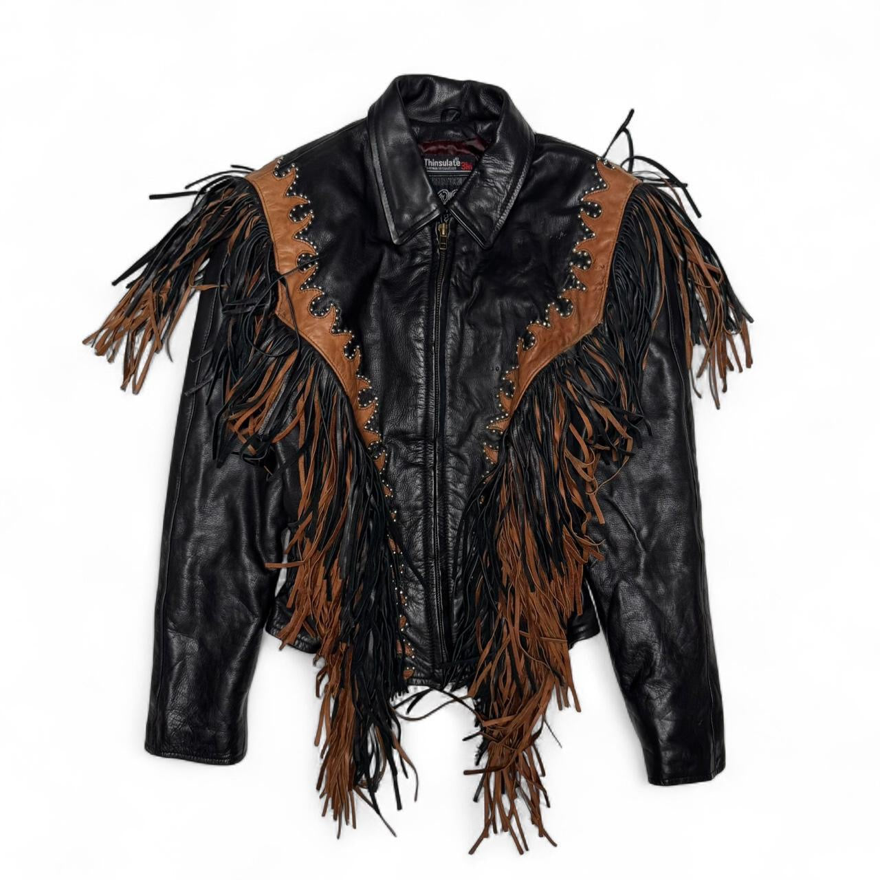 Vintage Fringe Western Leather Jacket (S)