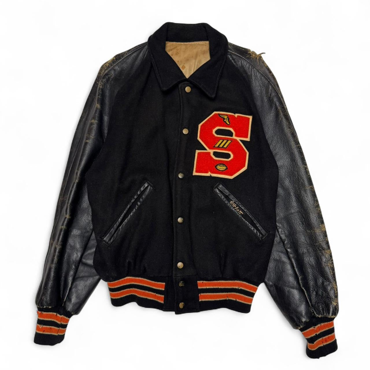 1970’s Black & Orange Varsity Jacket (L)