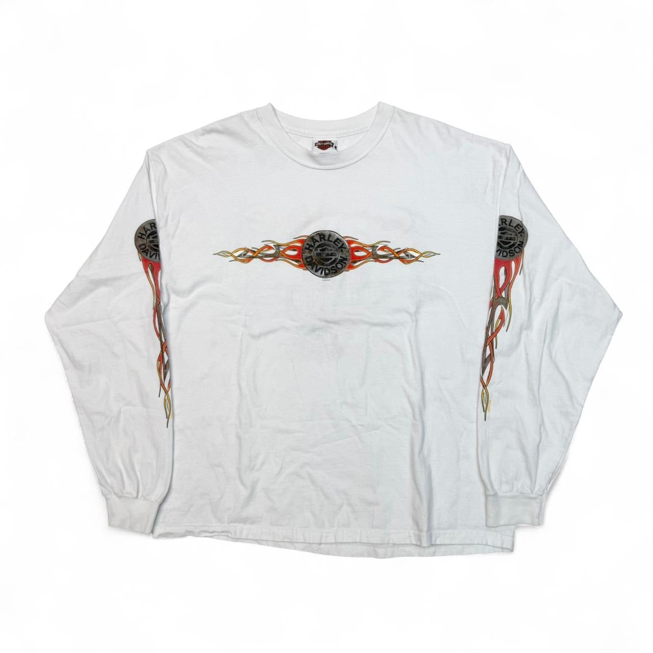 Vintage St. Joe’s White Harley Davidson Flame Sleeve (XL)