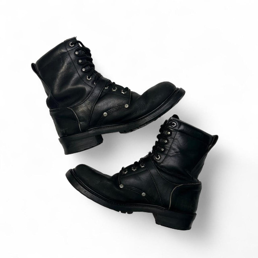 Black Leather Harley Davidson Biker Boots (10 M)