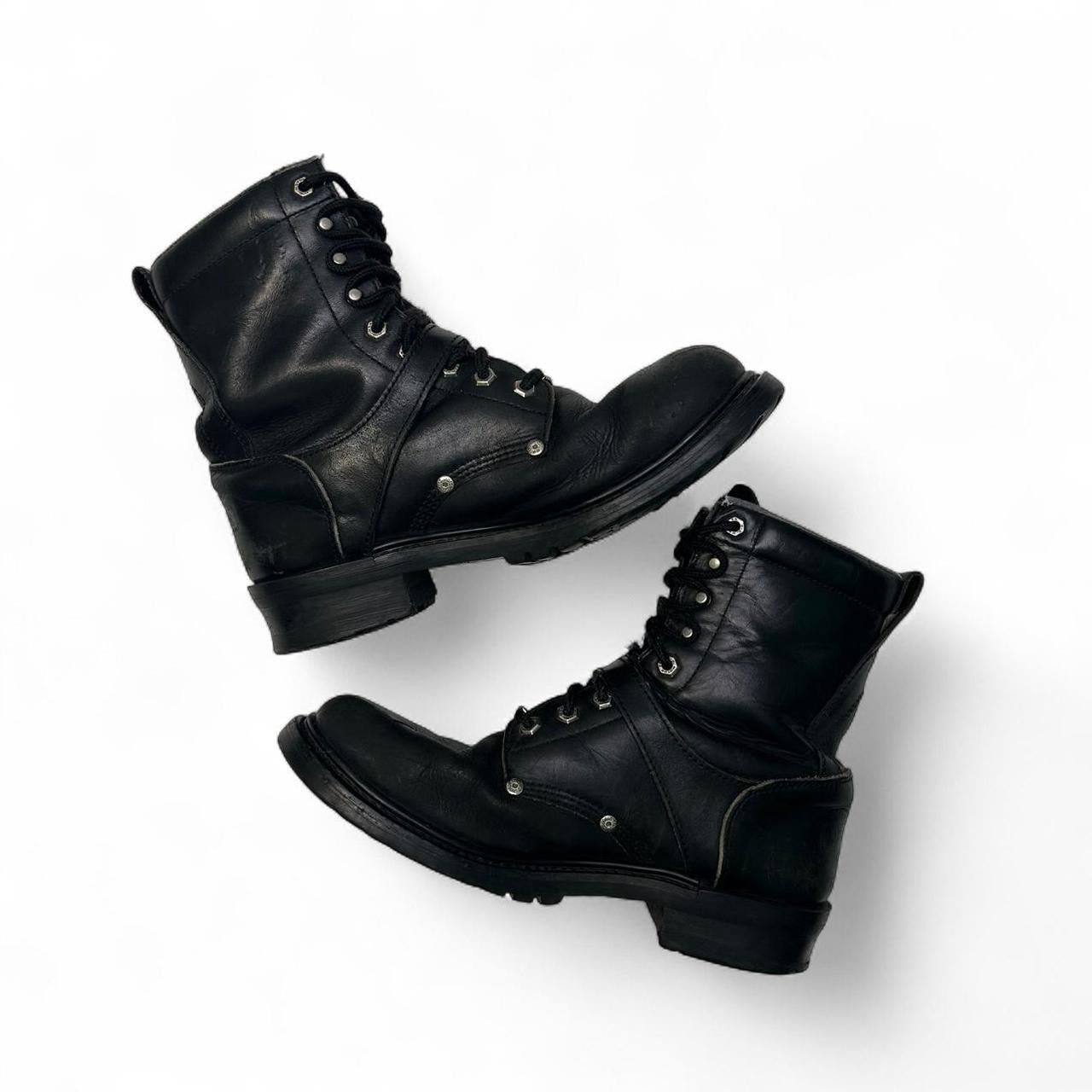 Black Leather Harley Davidson Biker Boots (10 M)