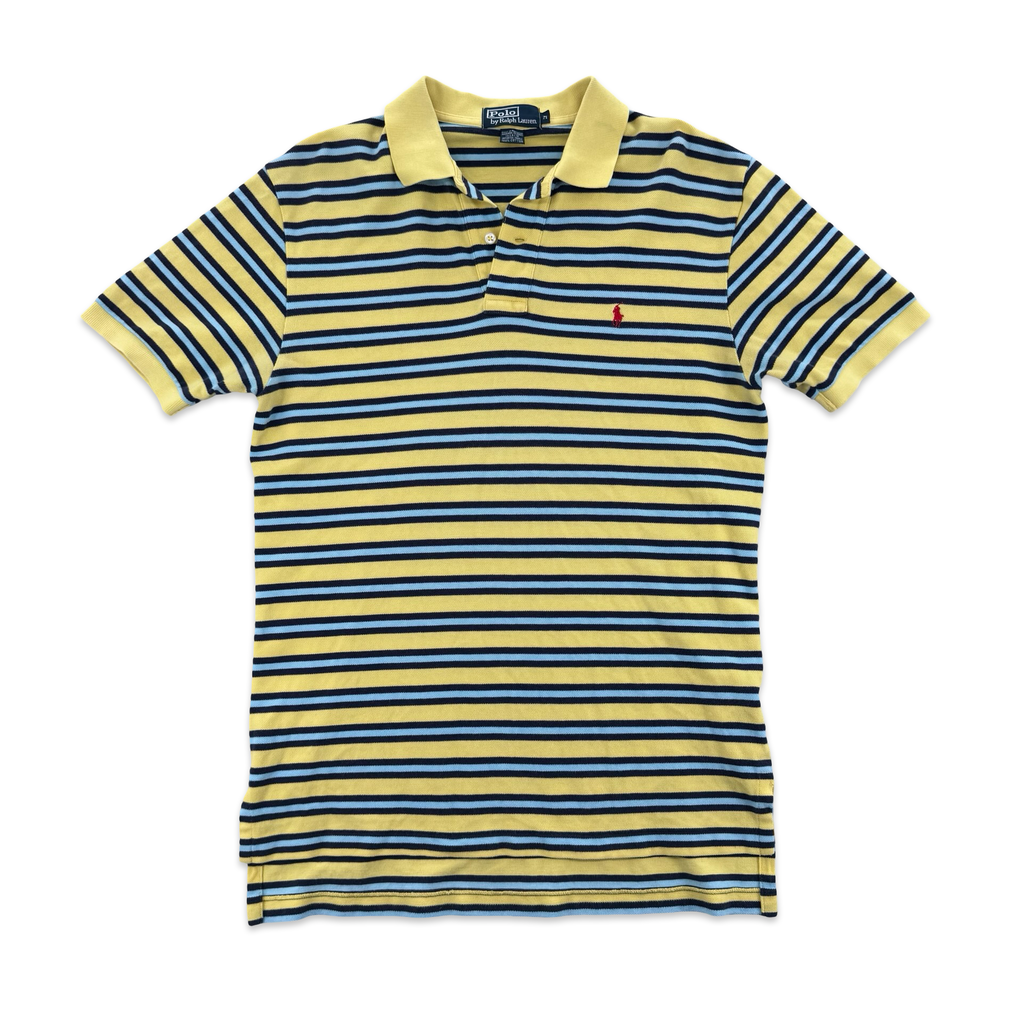 Vintage Yellow & Cyan Striped Ralph Lauren Polo (M)