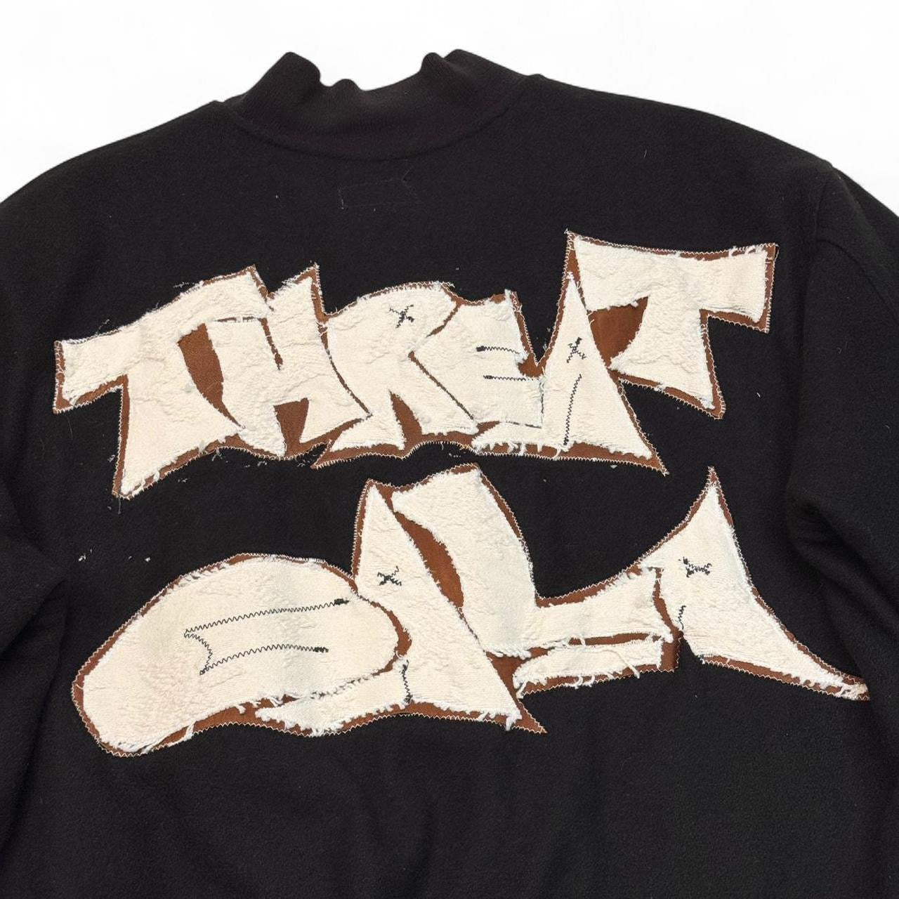 Custom Threat Gala Black Graffiti Logo Bomber Jacket (XXL)