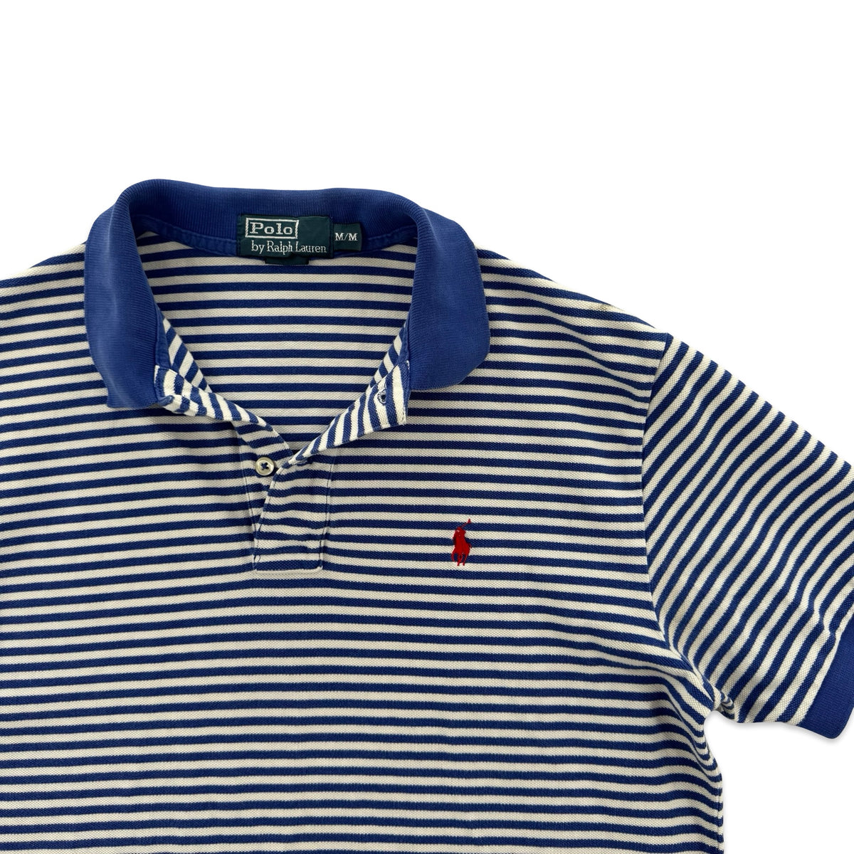 Vintage Blue Striped Polo Shirt (M)