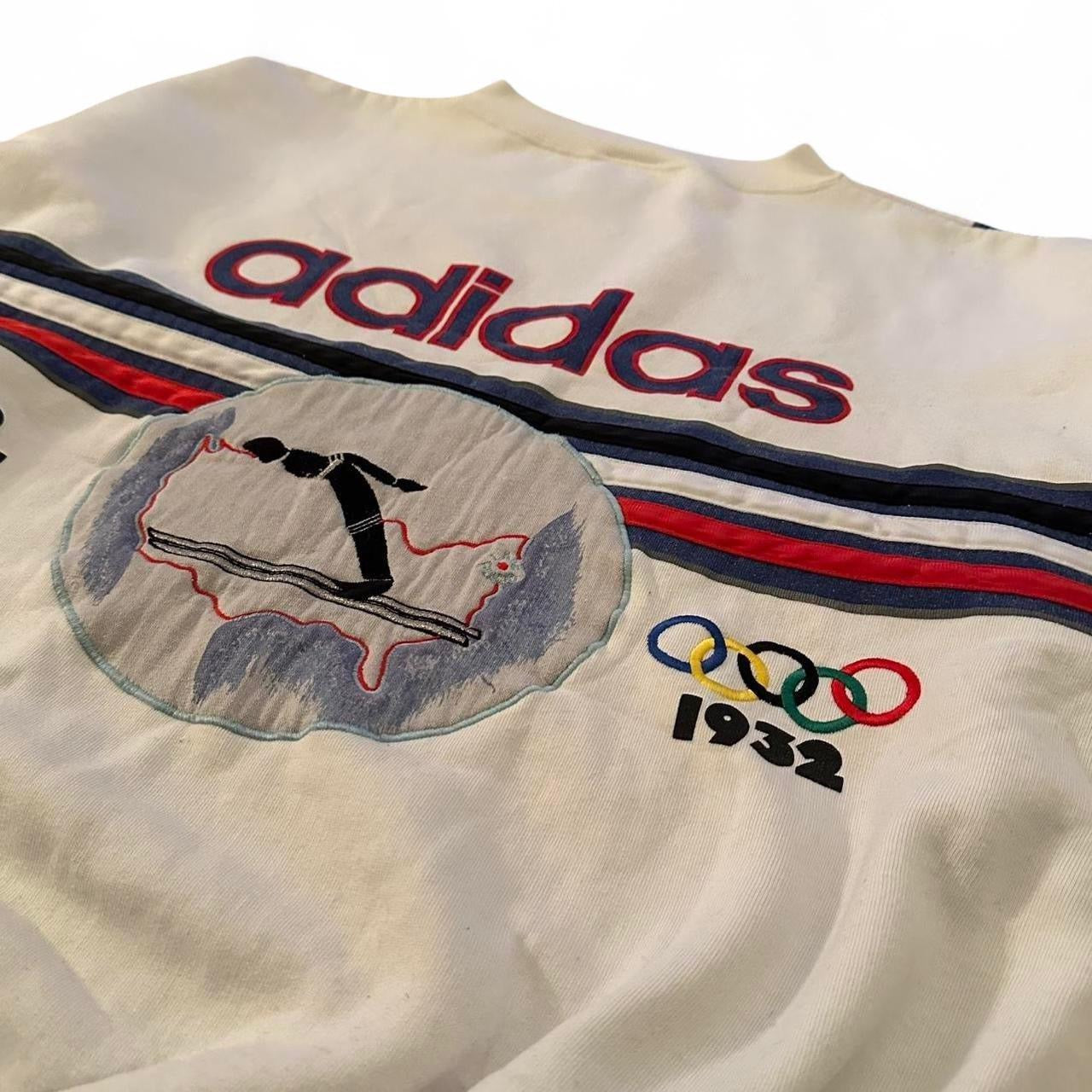 1980 White Adidas Winter Olympic games Crewneck Sweatshirt (XL)