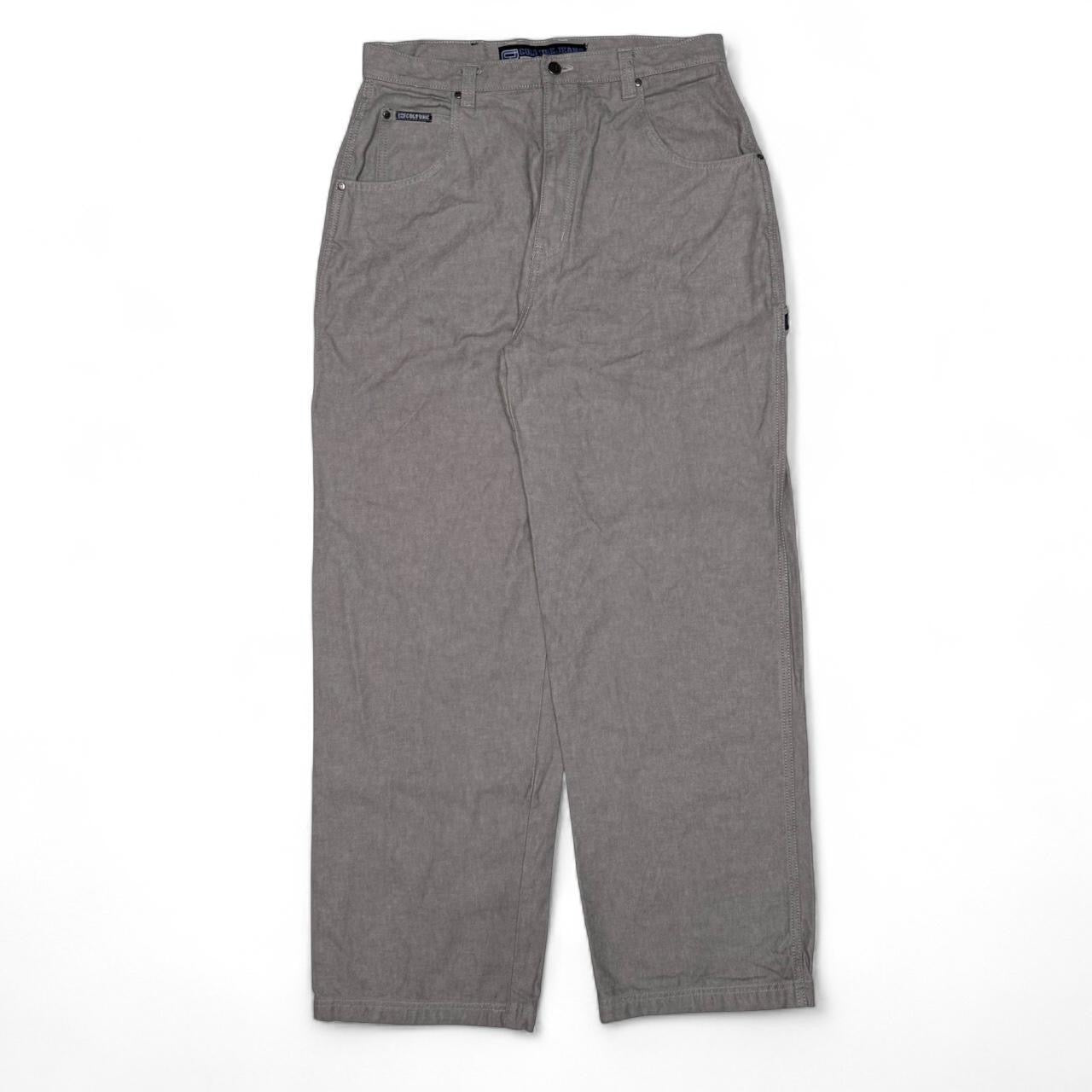 Grey Baggy Embroidered Culture Jeans Carpenter Pants (35x33)