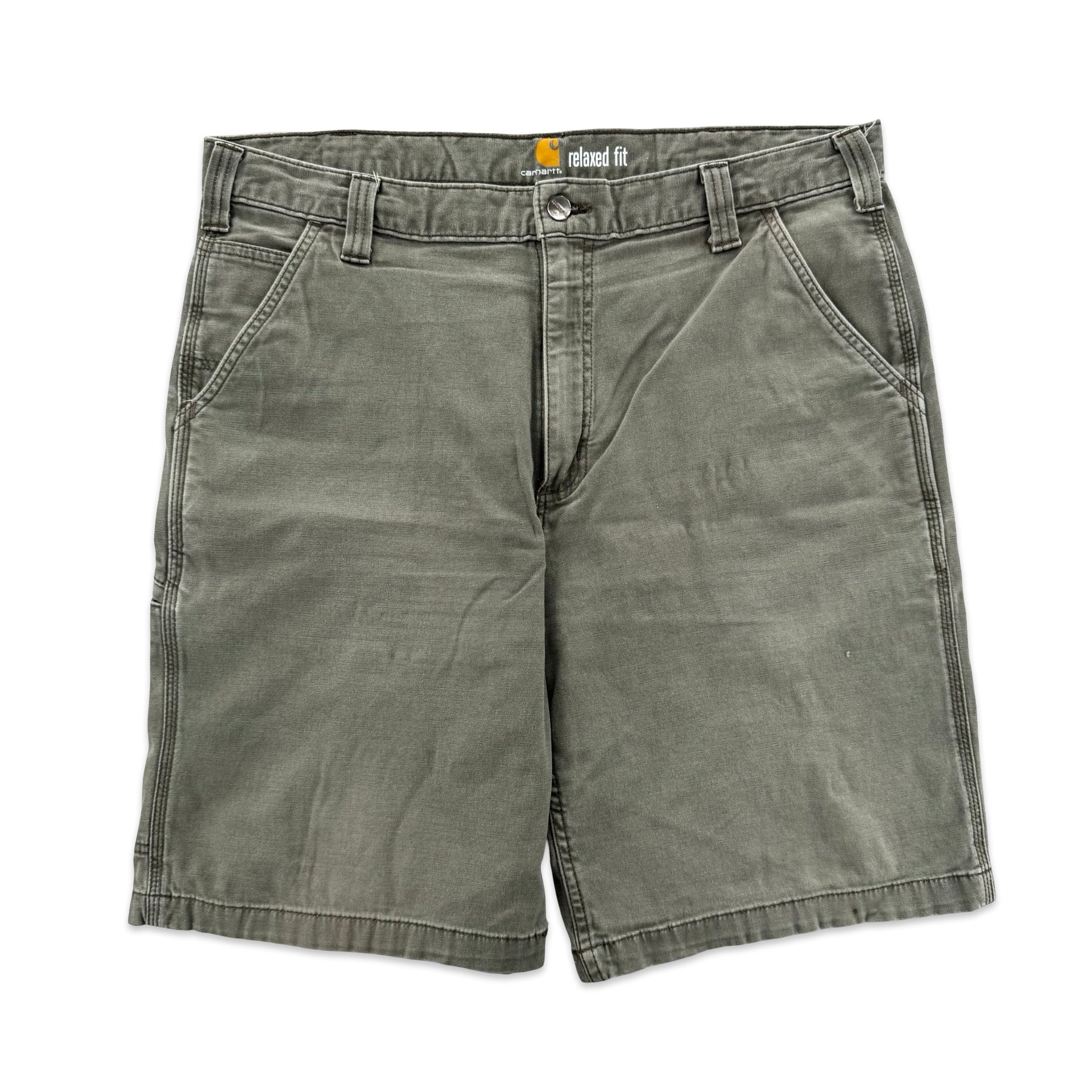 Faded Green Carhartt Carpenter Shorts (38)