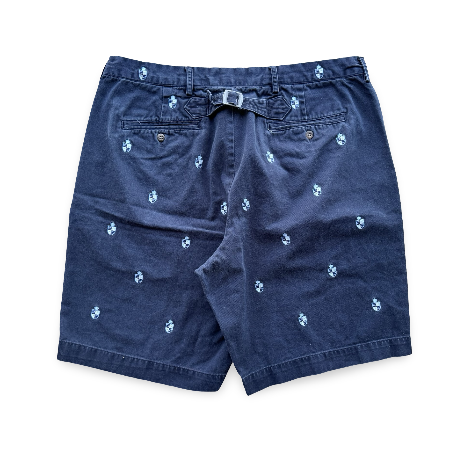 Vintage Navy Ralph Lauren Shield Buckleback Shorts (34)