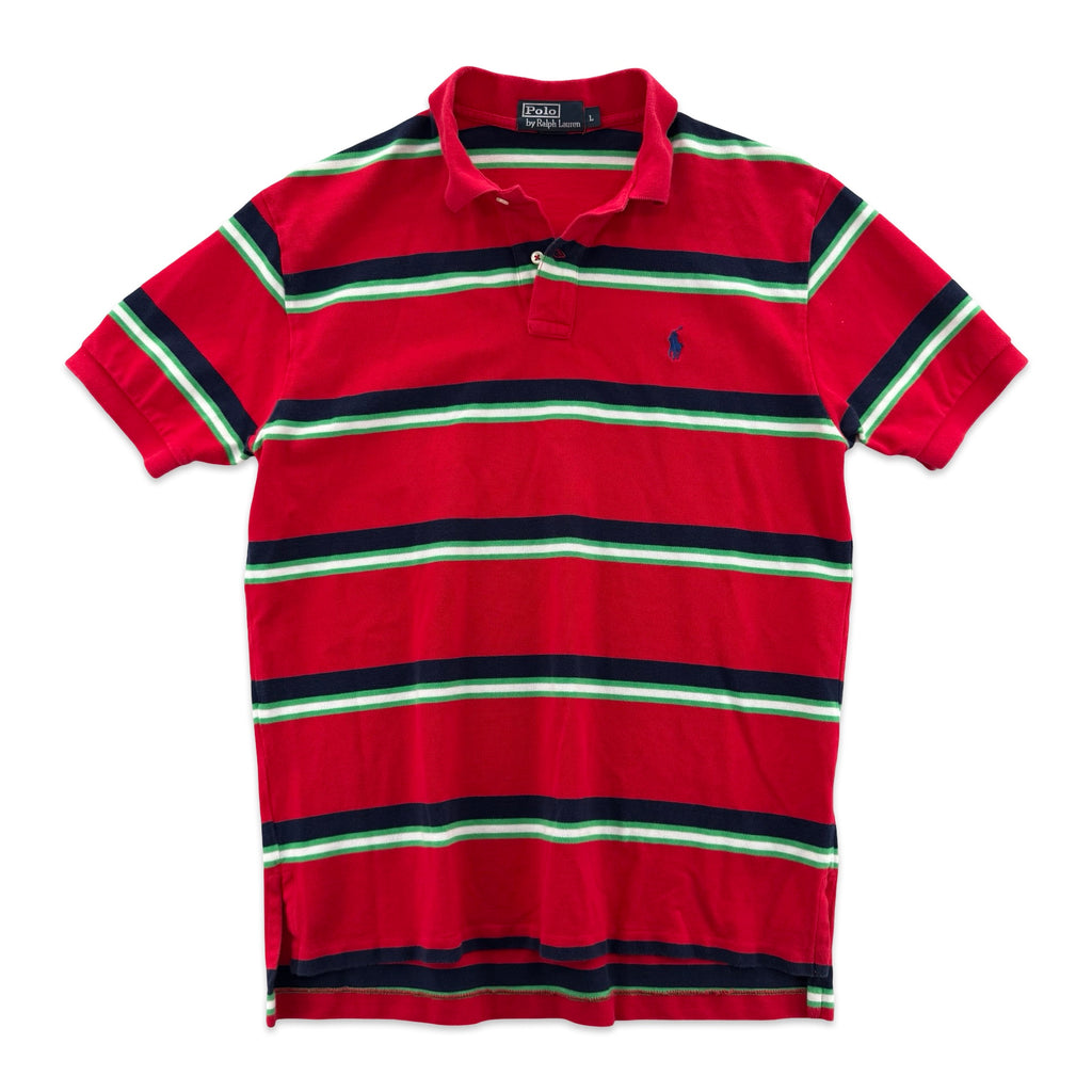 Vintage Red Striped Ralph Lauren Polo (L)