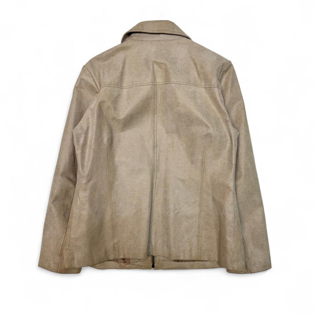 Vintage Jacqueline Ferrar Tan Snake-print Leather Jacket (L)