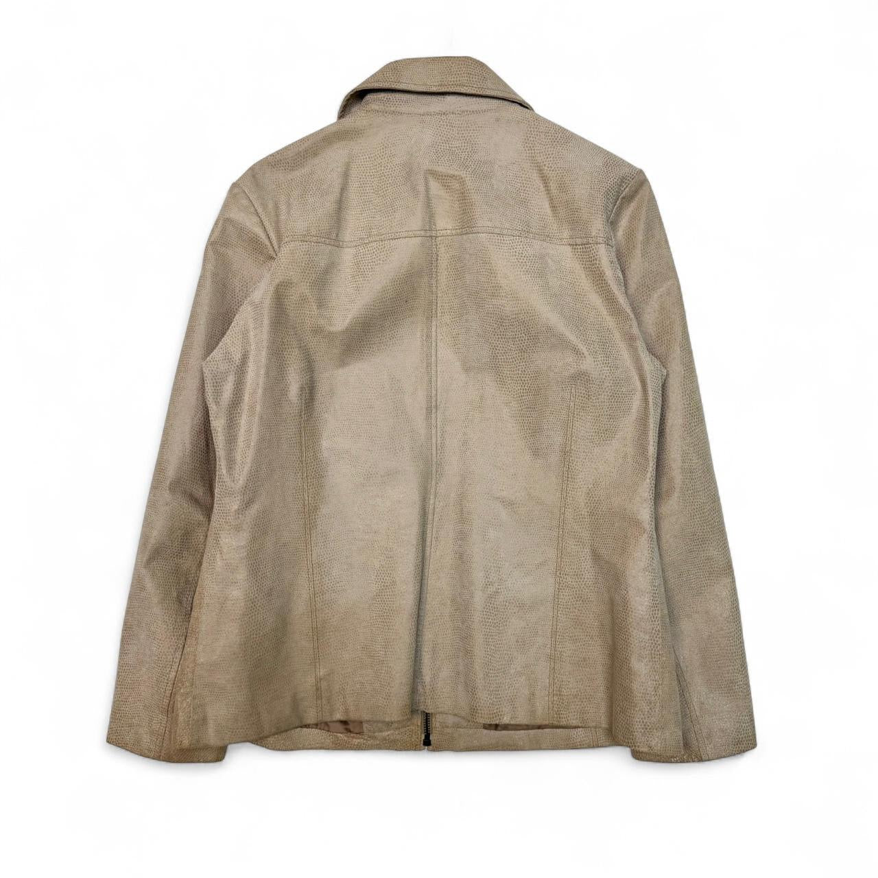 Vintage Jacqueline Ferrar Tan Snake-print Leather Jacket (L)