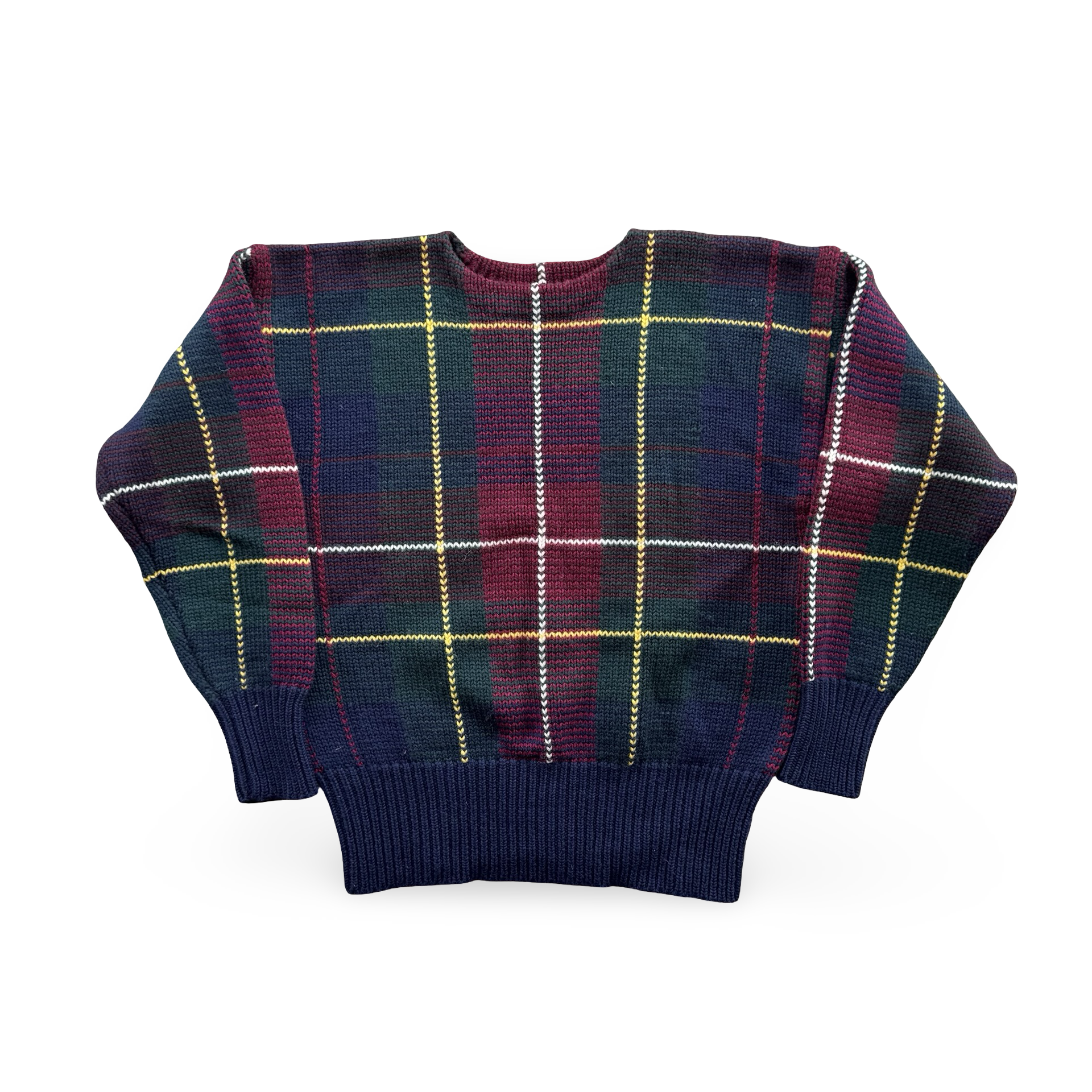 Vintage Ralph Lauren Wool Plaid Knit Sweater (XL)