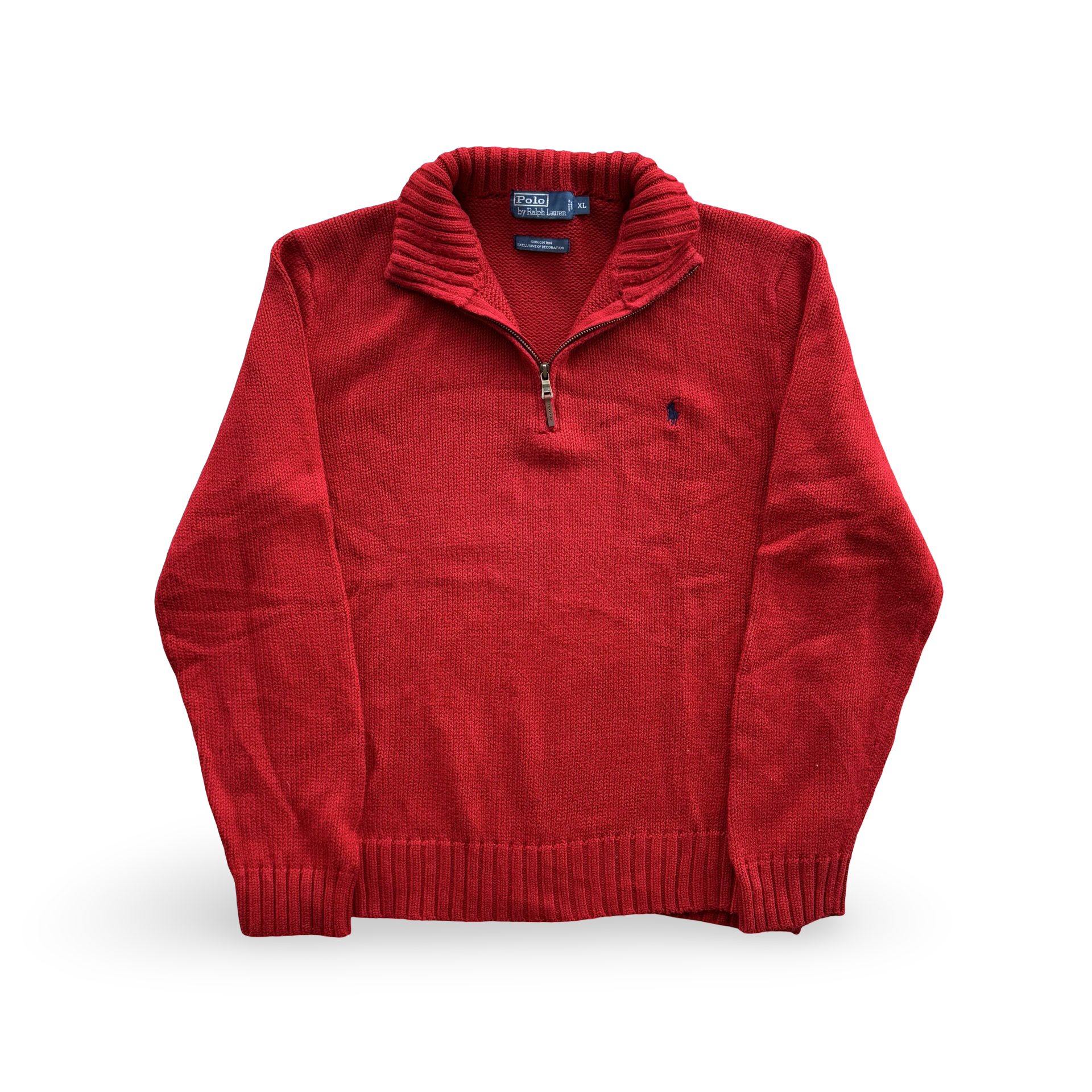 Vintage Red Ralph Lauren Knit Quarter Zip (XL)