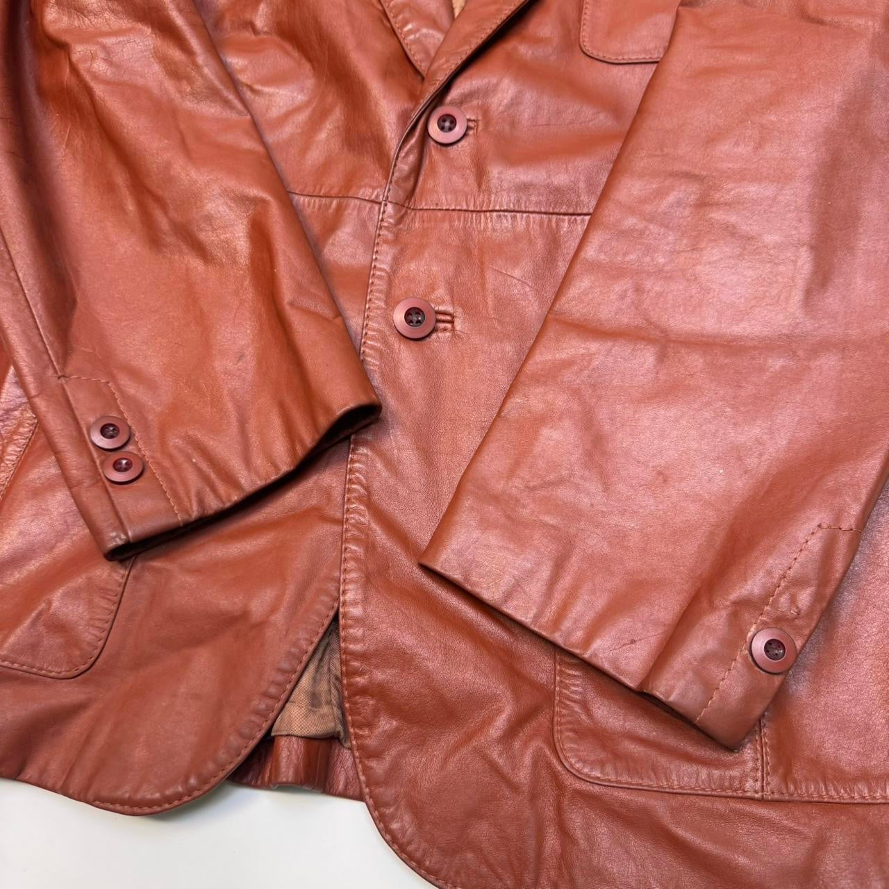 Vintage Orange Ambassador Leather Blazer Coat (42)