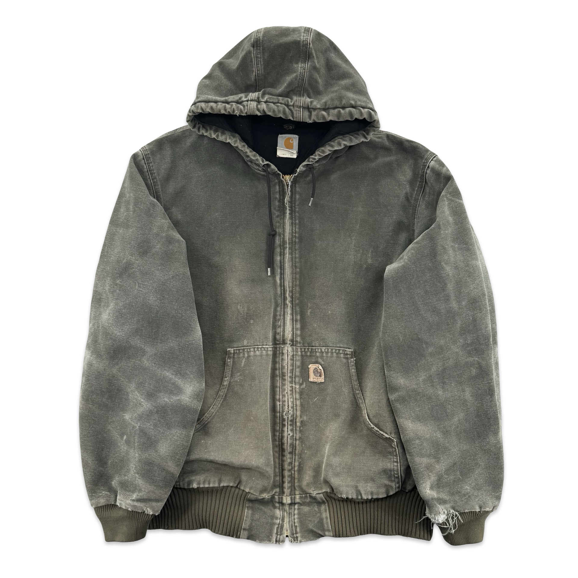 Vintage Moss Green Hooded Carhartt Jacket (XLT)