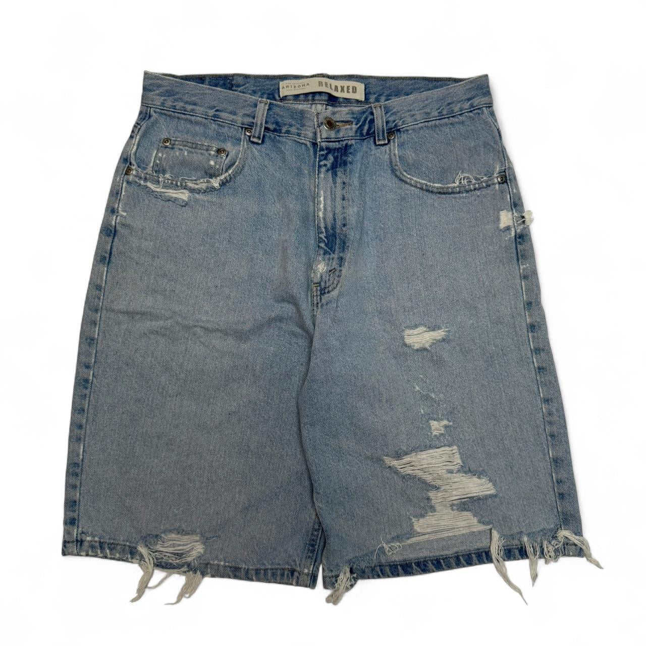 2000s Light Wash Thrashed Arizona Denim Shorts (33)