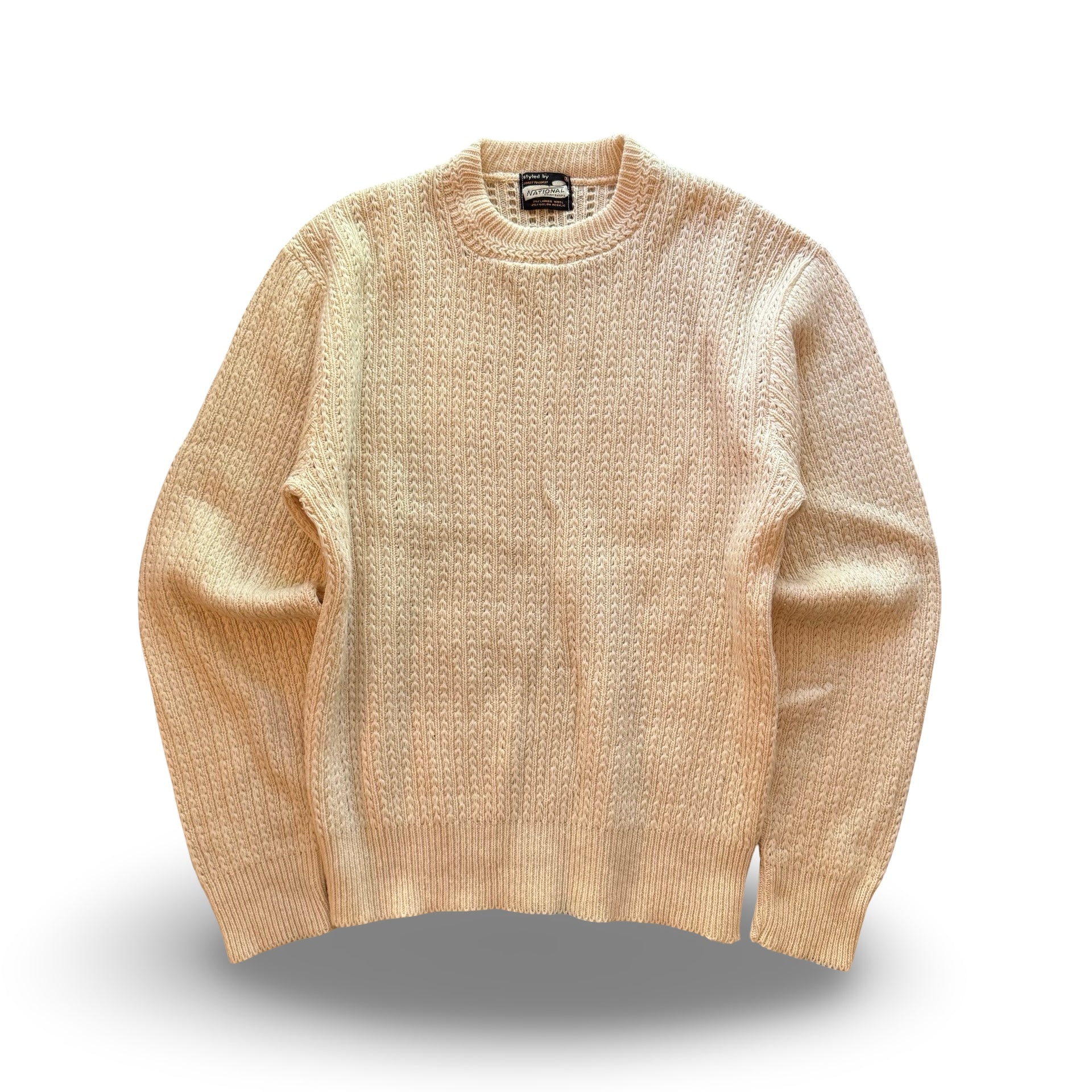 1980s National Lambswool Cable Knit Sweater (L)