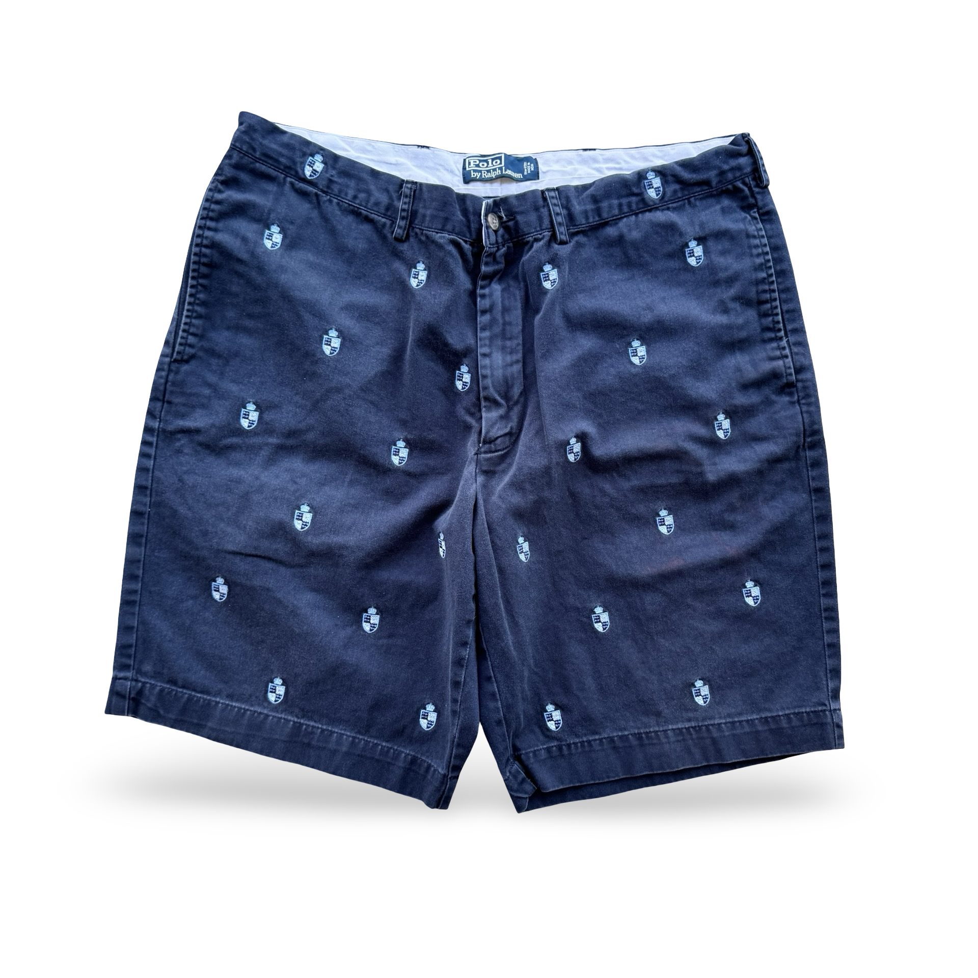 Vintage Navy Ralph Lauren Shield Buckleback Shorts (34)