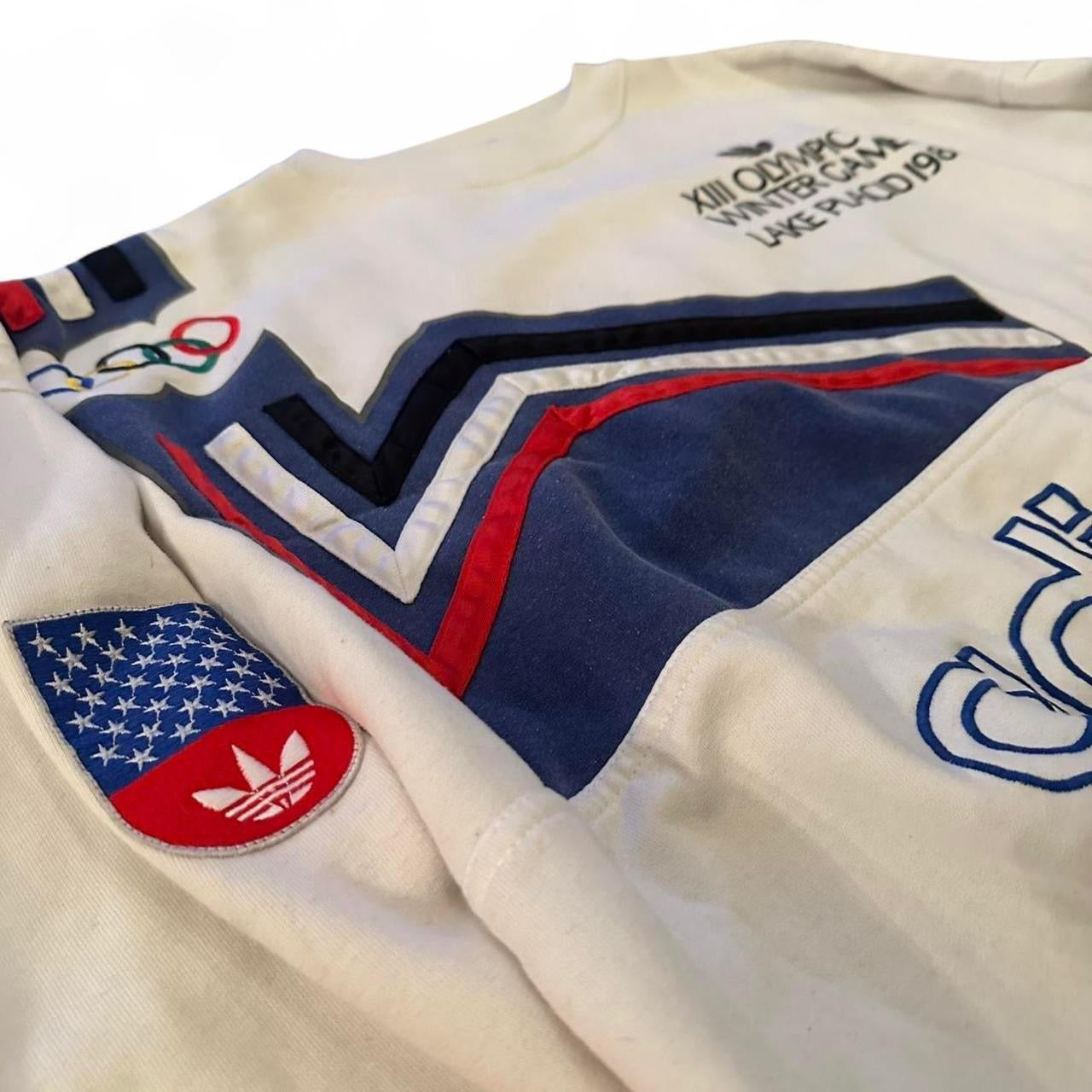 1980 White Adidas Winter Olympic games Crewneck Sweatshirt (XL)