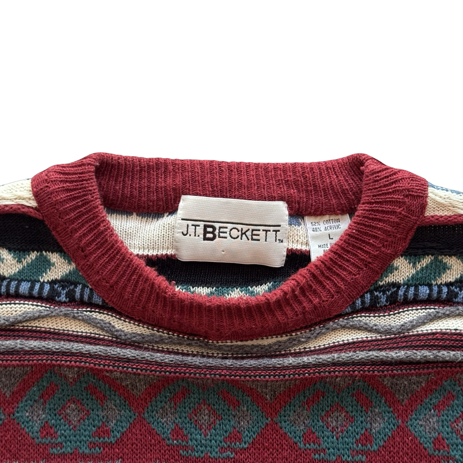 90s J.T. Beckett 3D Knit Sweater (L)