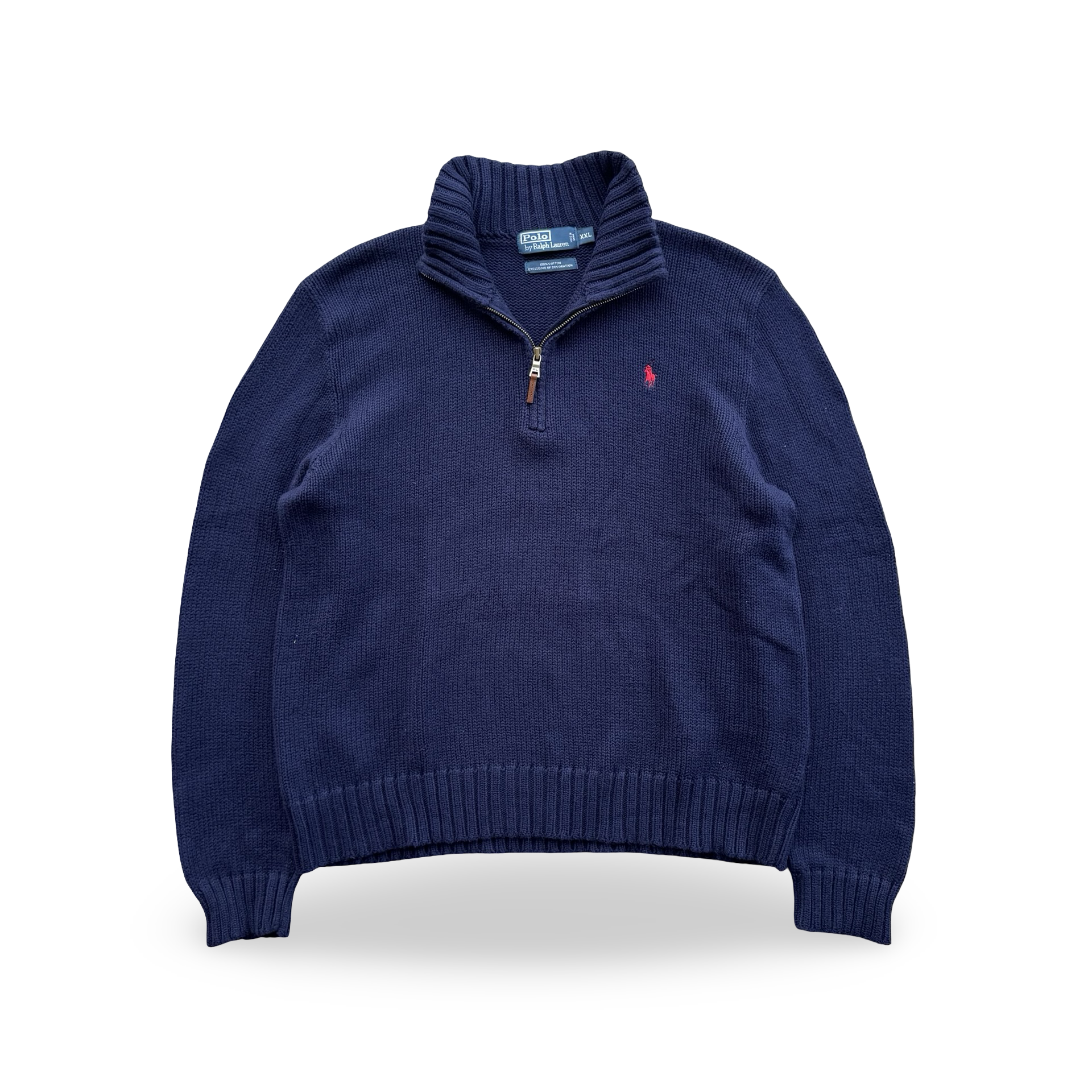 Vintage Navy Ralph Lauren Quarter Zip Knit (XXL)