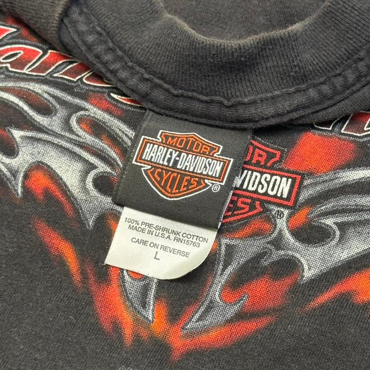 2007 Harley Davidson Grunge Flame Sleeve Tee (L)