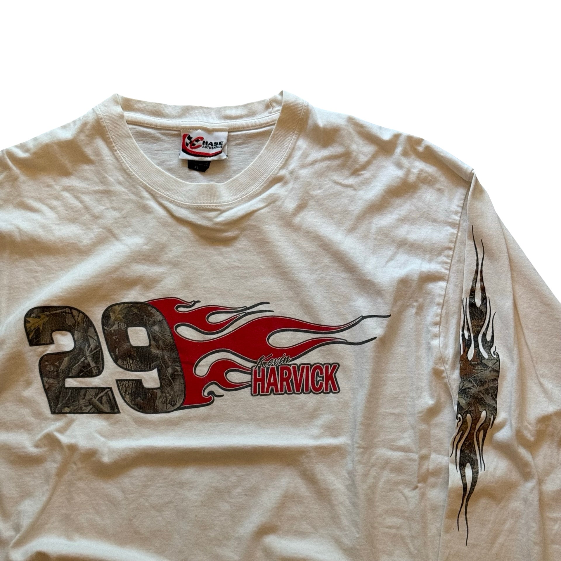 2000s Kevin Harvick Camo Flame Sleeve Tee (XL)
