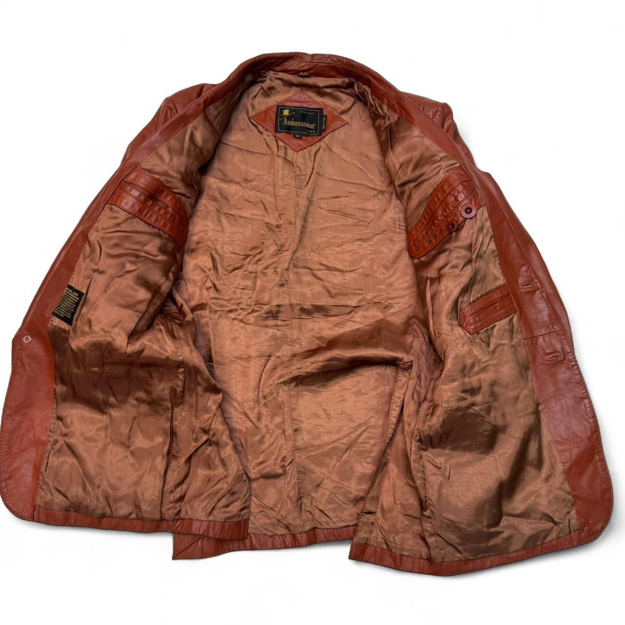 Vintage Orange Ambassador Leather Blazer Coat (42)