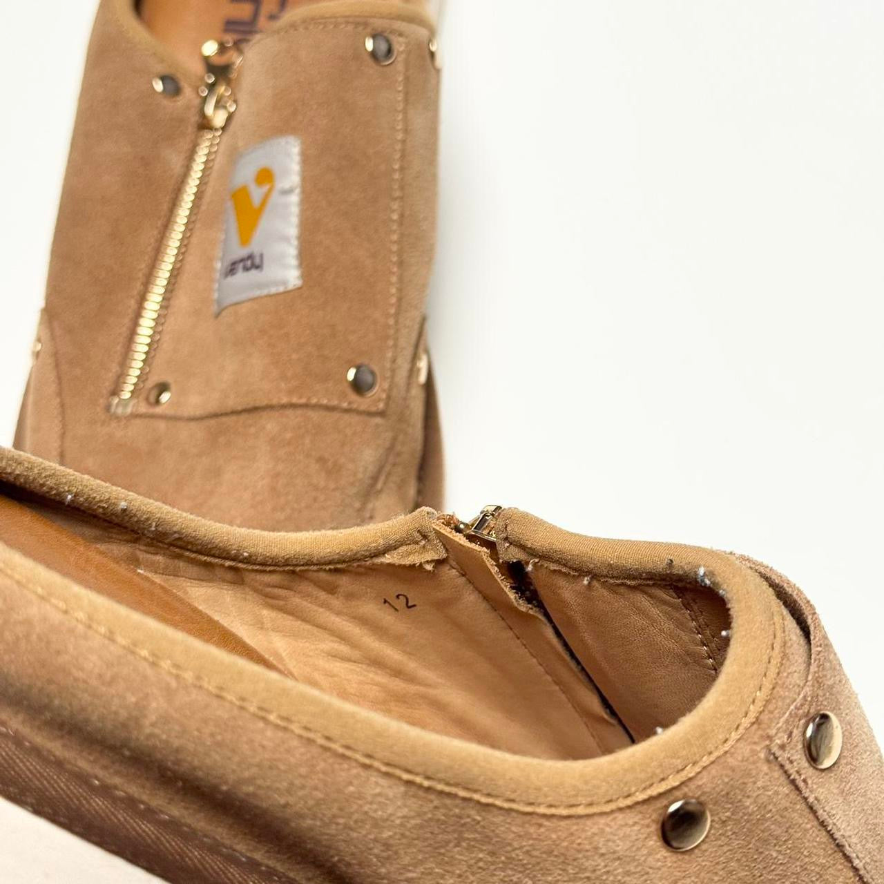 Vandy The Pink Tan Suede Construction Mules (12)