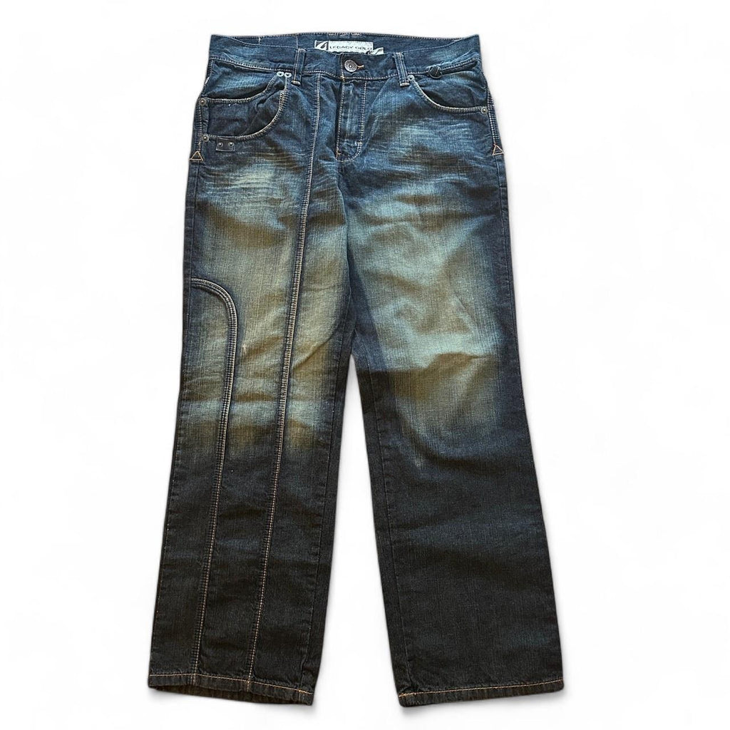 Baggy Y2k Avant Garde Legacy Gold Embroidered Jeans (36x34)