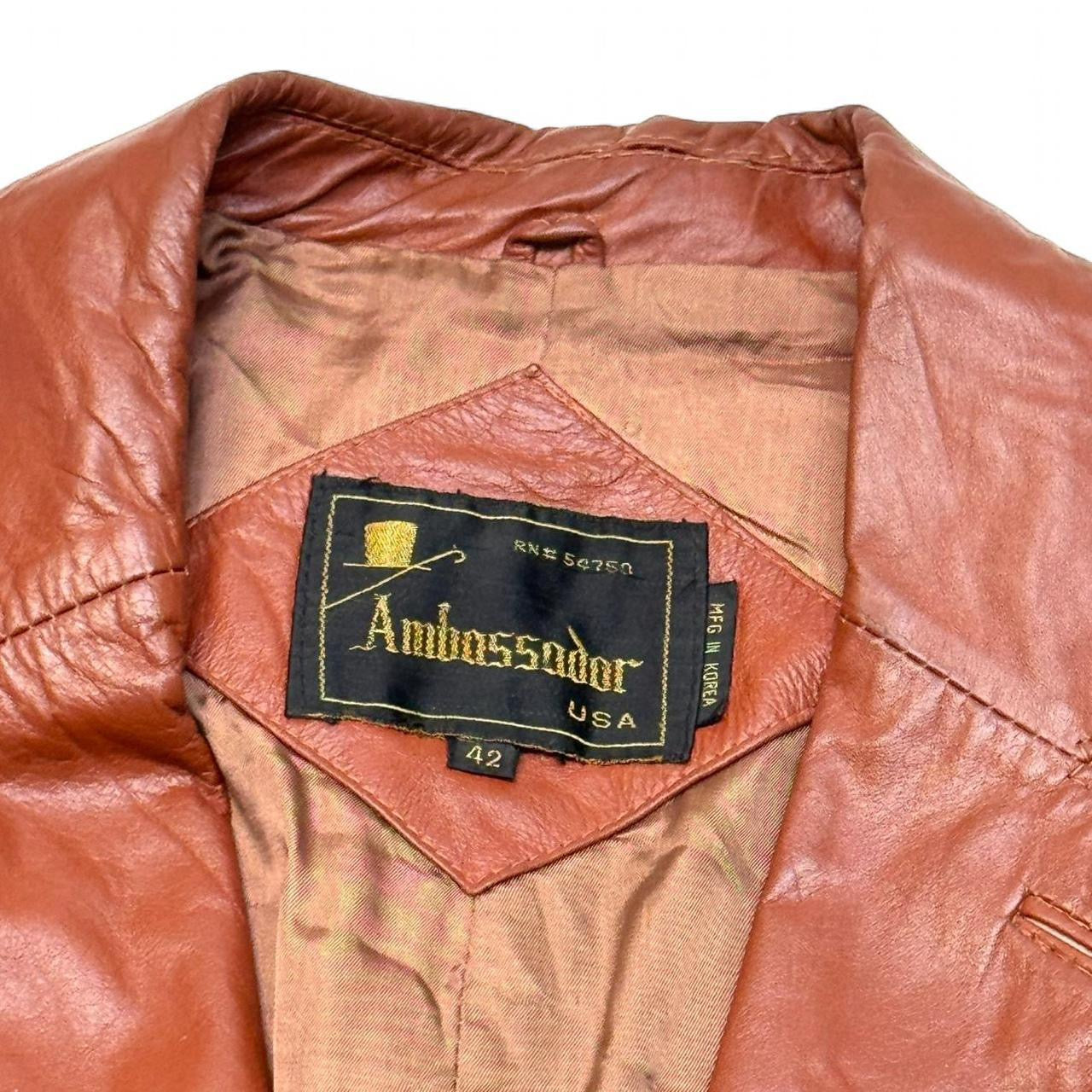 Vintage Orange Ambassador Leather Blazer Coat (42)