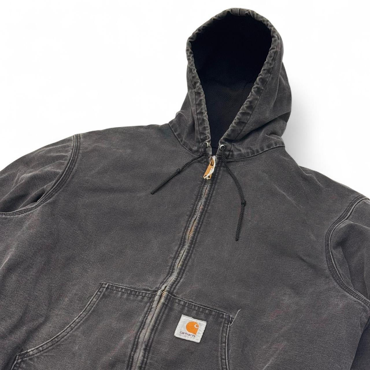 Faded Black Carhartt Thermal Lined Hooded Jacket (M)