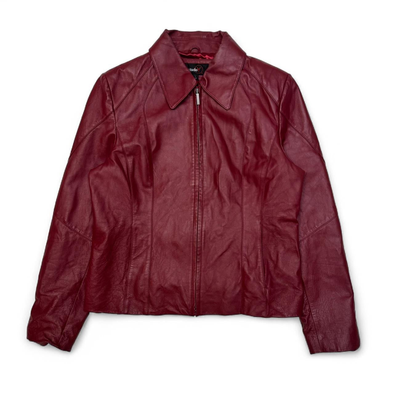 Deep Red Vintage Studio Y Leather Jacket (L)
