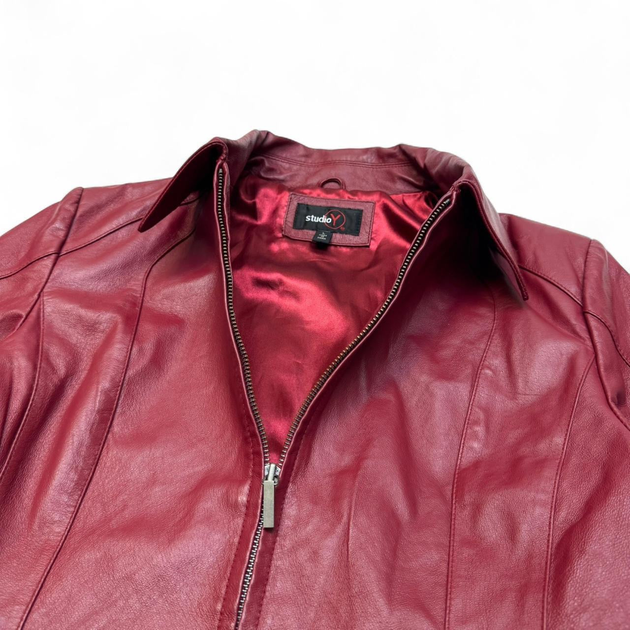 Deep Red Vintage Studio Y Leather Jacket (L)