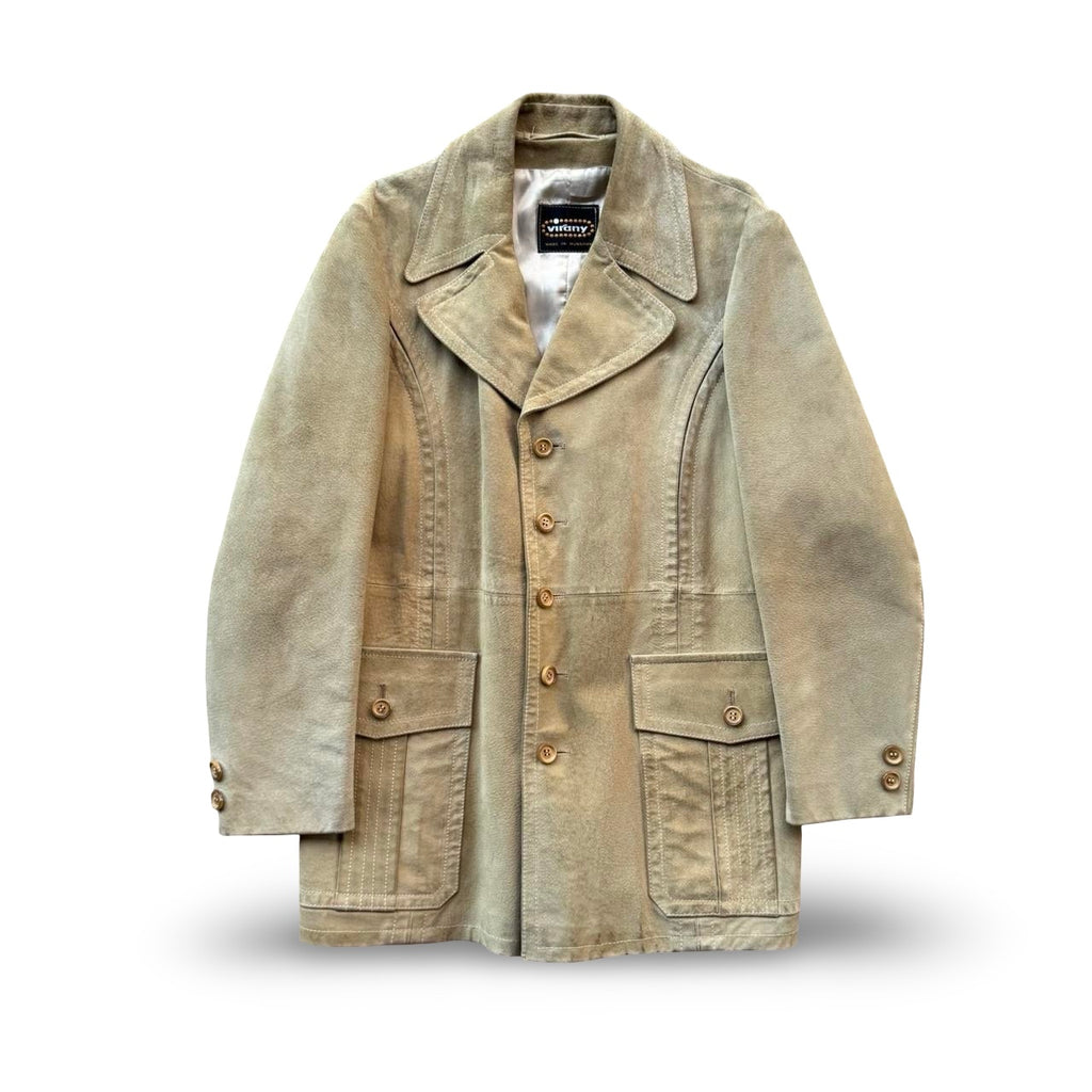 1980s Tan Virany Suede Leather Long Coat