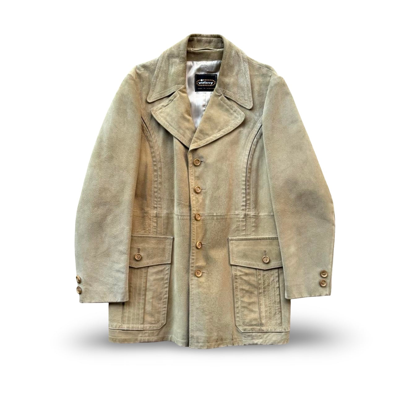 1980s Tan Virany Suede Leather Long Coat
