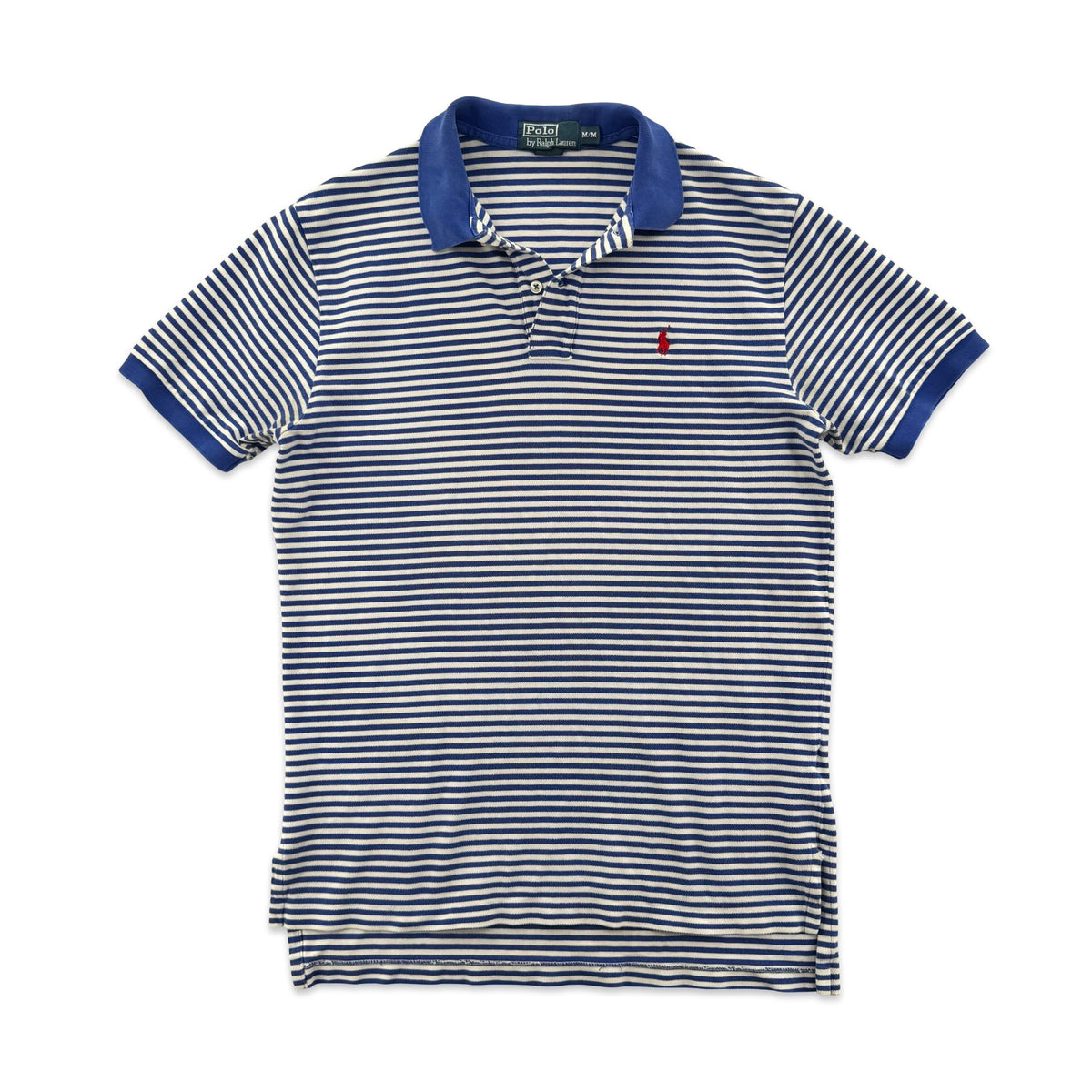 Vintage Blue Striped Polo Shirt (M)