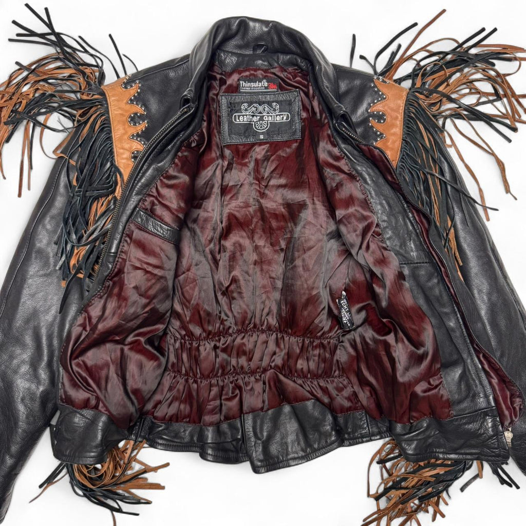 Vintage Fringe Western Leather Jacket (S)