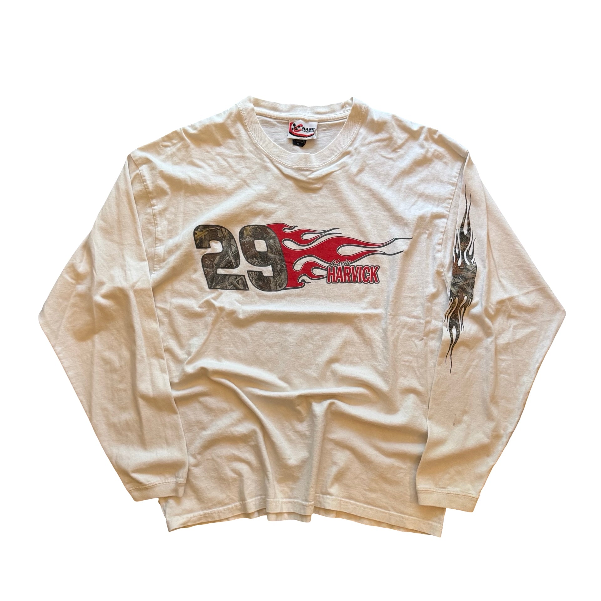 2000s Kevin Harvick Camo Flame Sleeve Tee (XL)