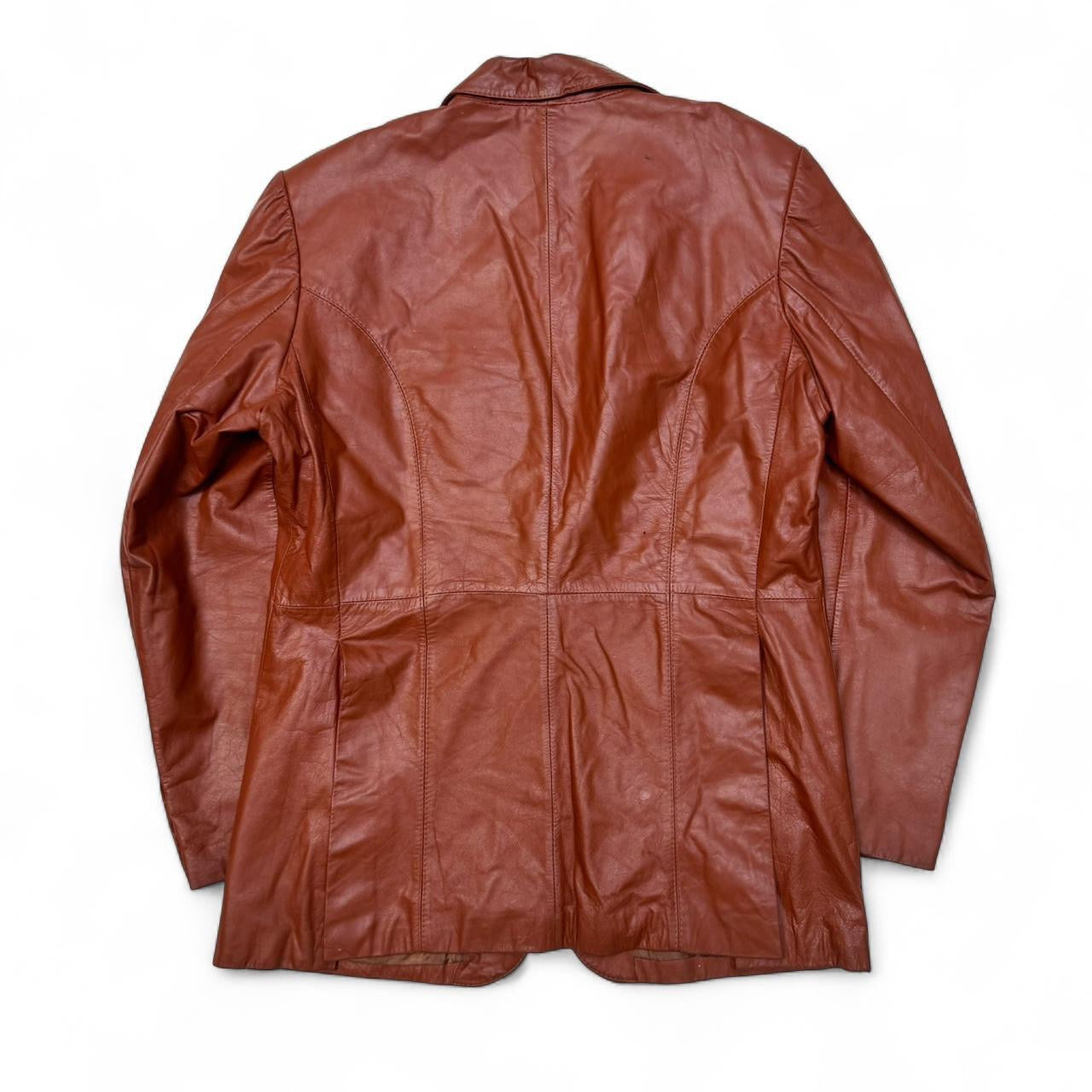 Vintage Orange Ambassador Leather Blazer Coat (42)