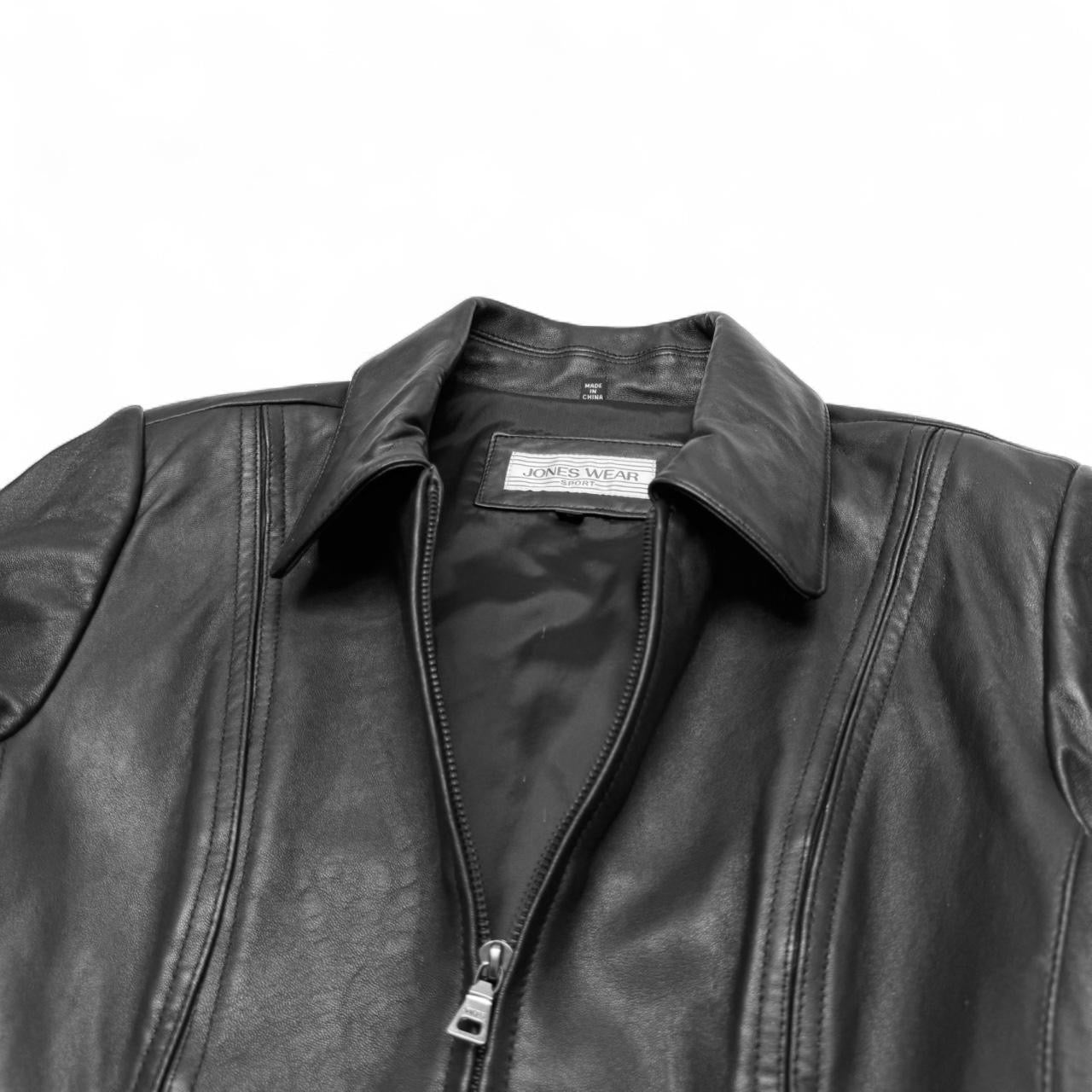 Vintage Black Jones Wear Sport Leather Jacket (S)