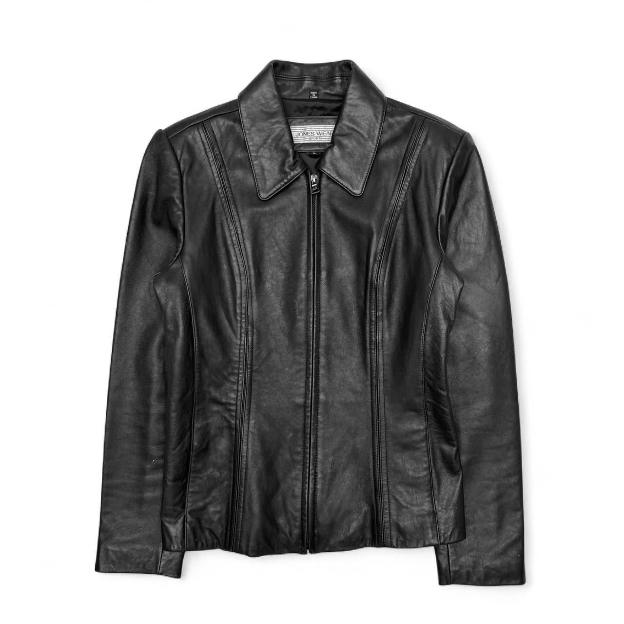 Vintage Black Jones Wear Sport Leather Jacket (S)