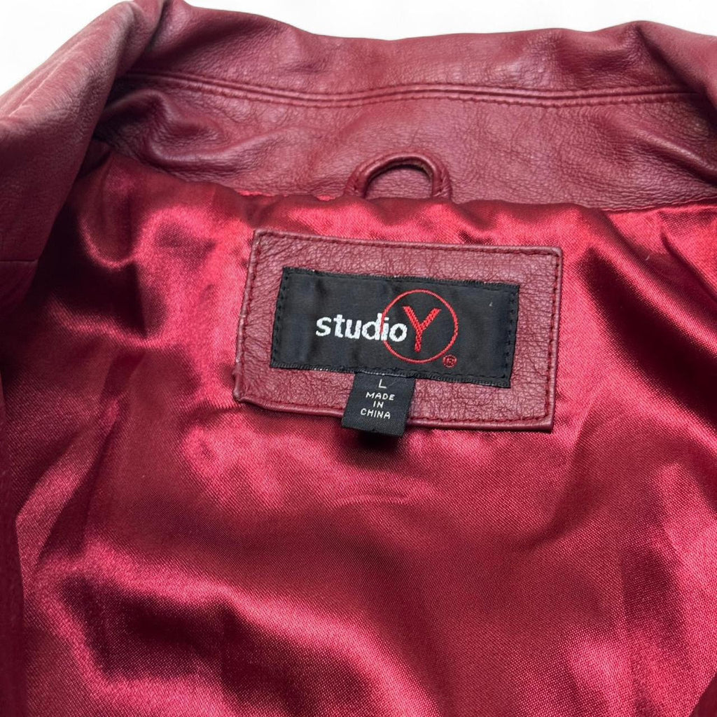 Deep Red Vintage Studio Y Leather Jacket (L)