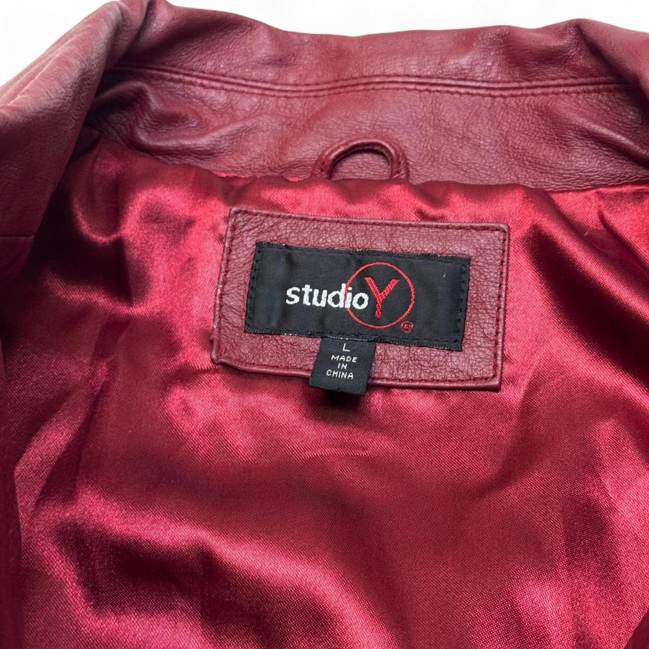 Deep Red Vintage Studio Y Leather Jacket (L)