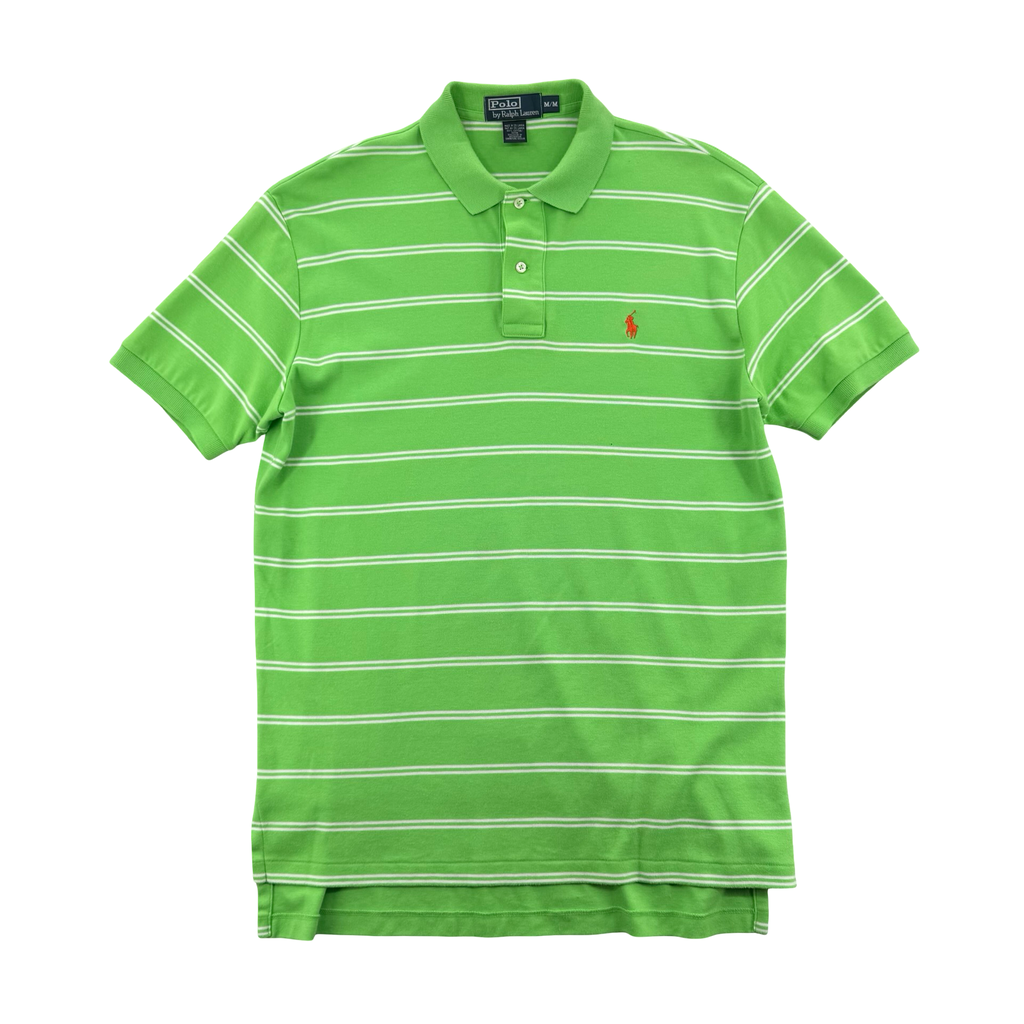 Vintage Polo Ralph Lauren Green Striped Polo (M)