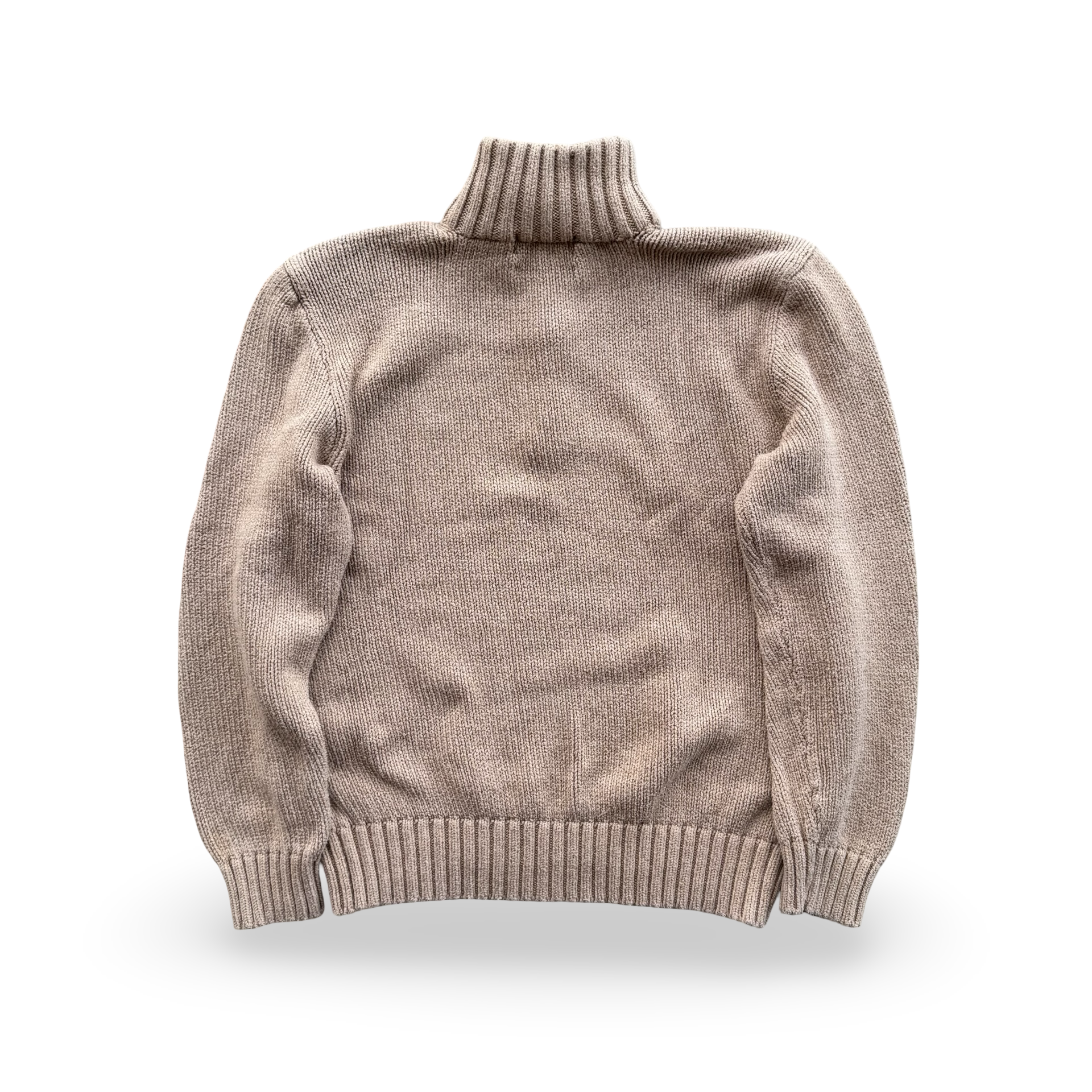 Vintage Tan Ralph Lauren Knit Quarter Zip (M)