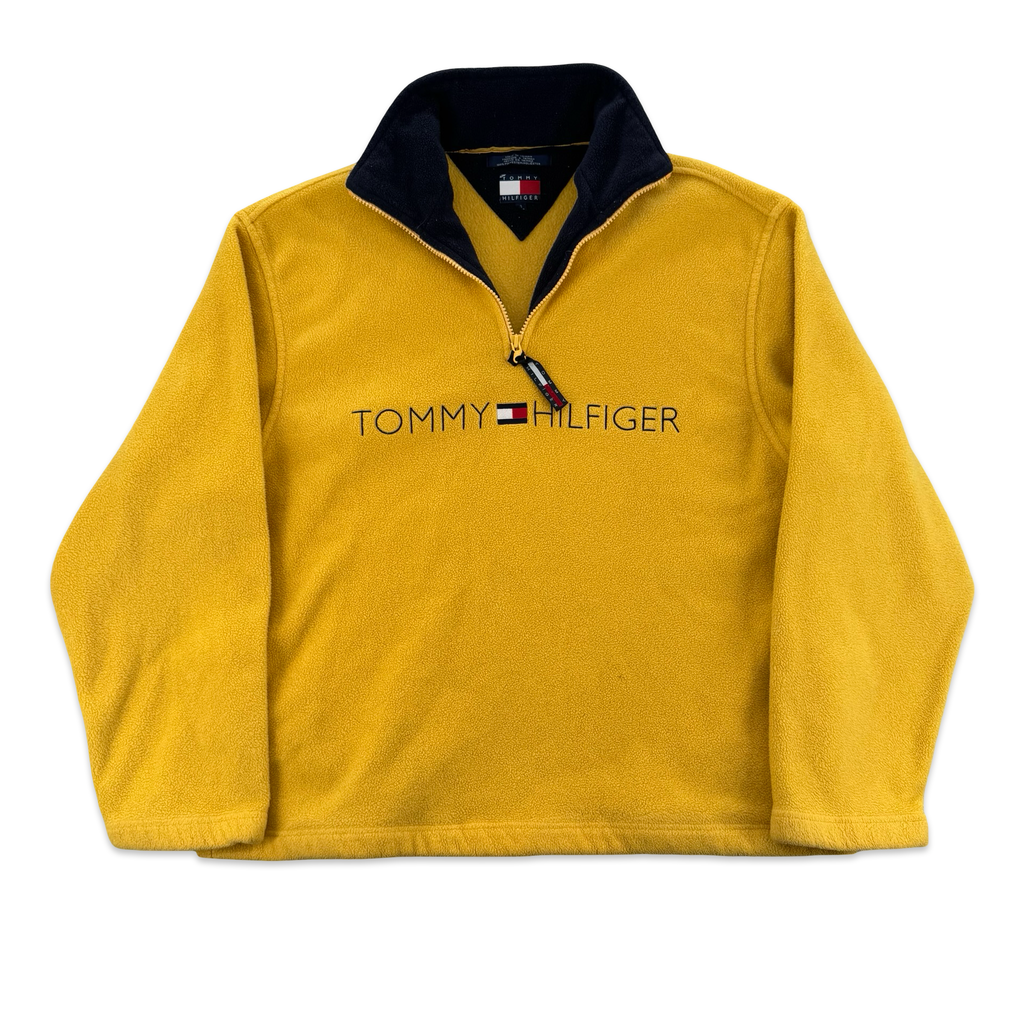 Vintage Yellow Tommy Hilfiger Quarter Zip Fleece (S)