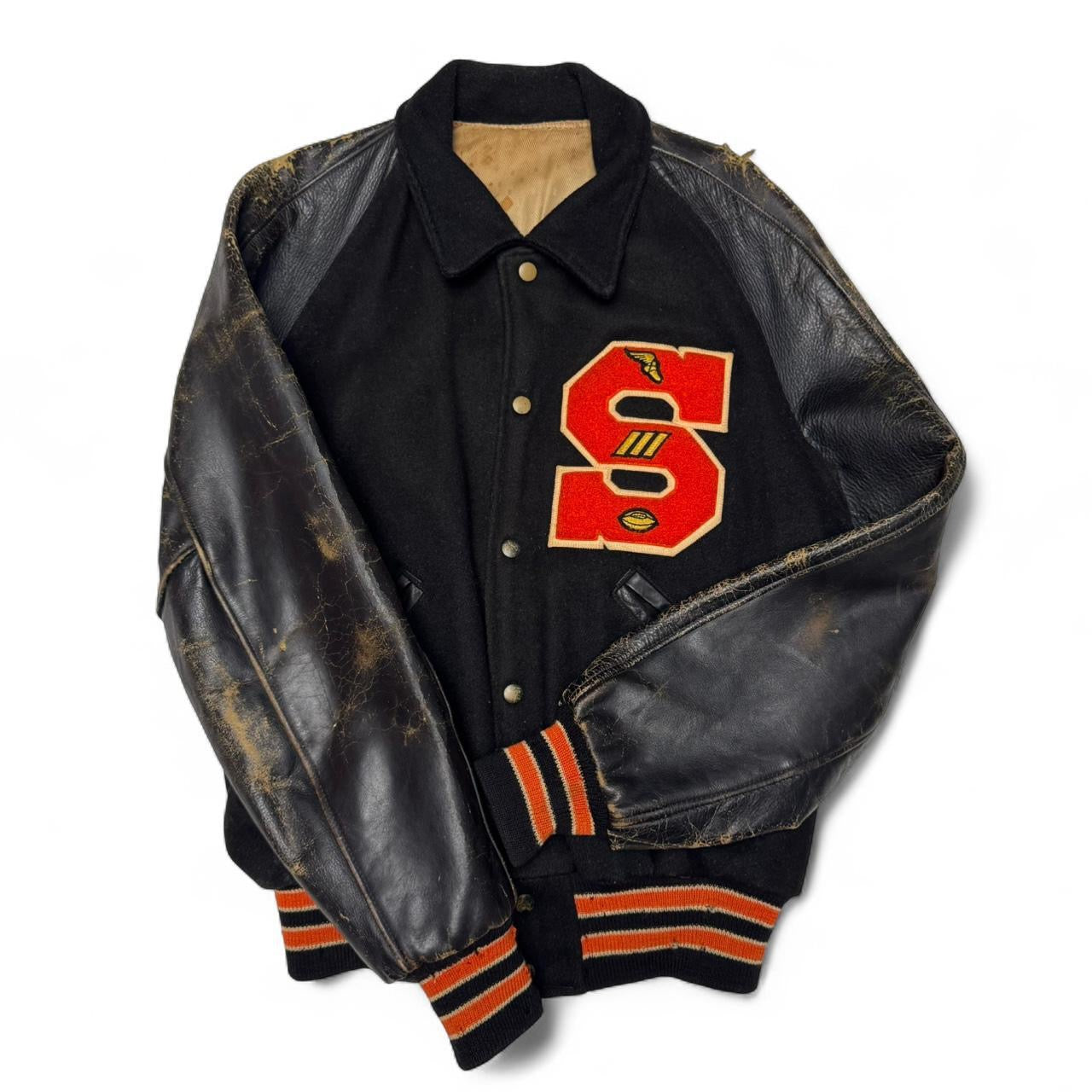 1970’s Black & Orange Varsity Jacket (L)