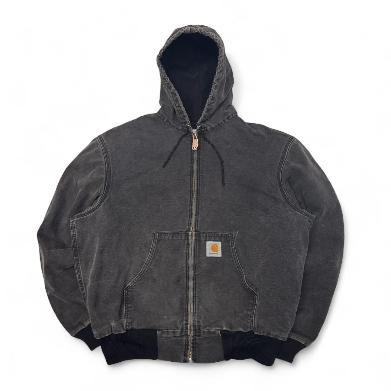 Faded Black Carhartt Thermal Lined Hooded Jacket (M)